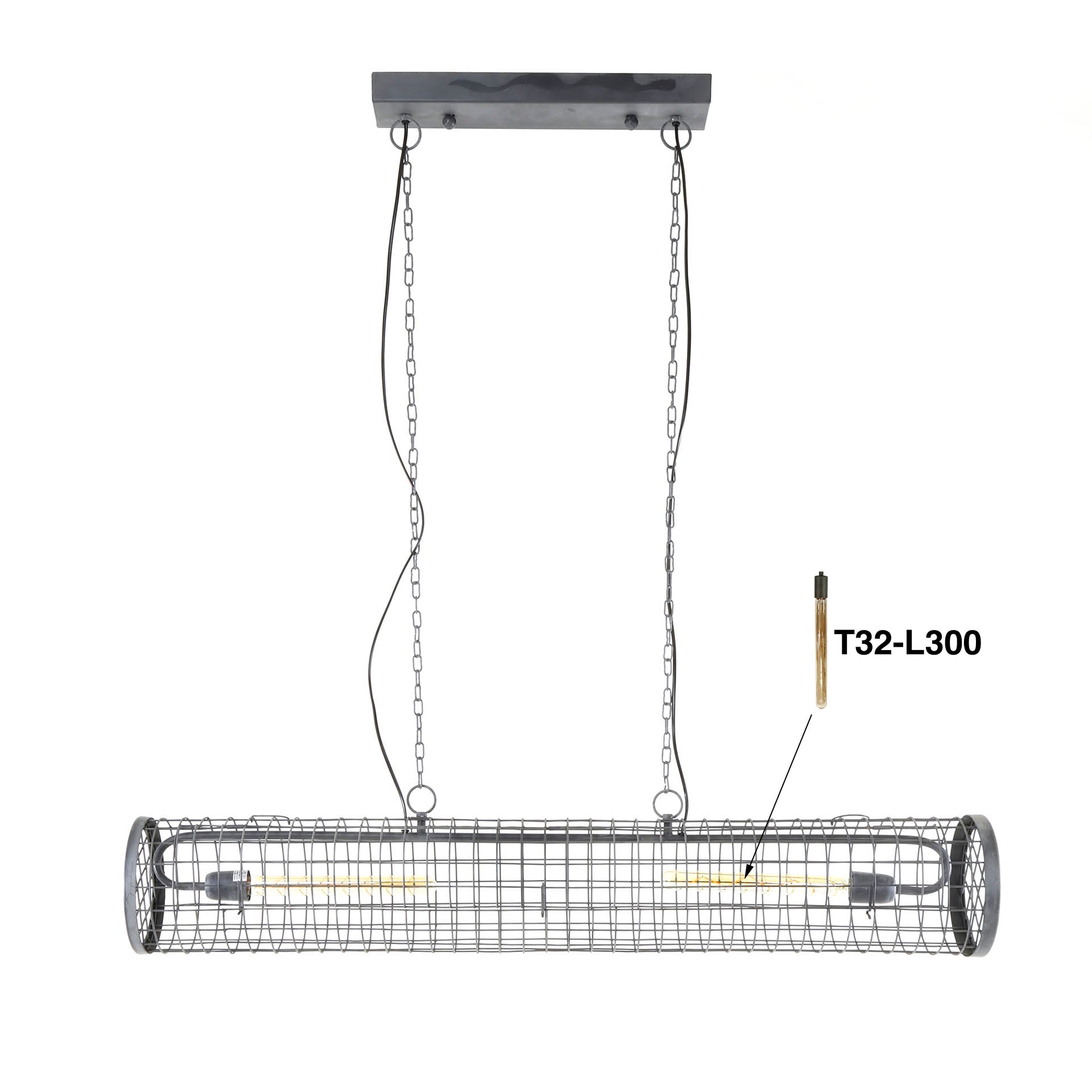 Hanglamp Cylinder Wire 2 Lichts Slate Grey
