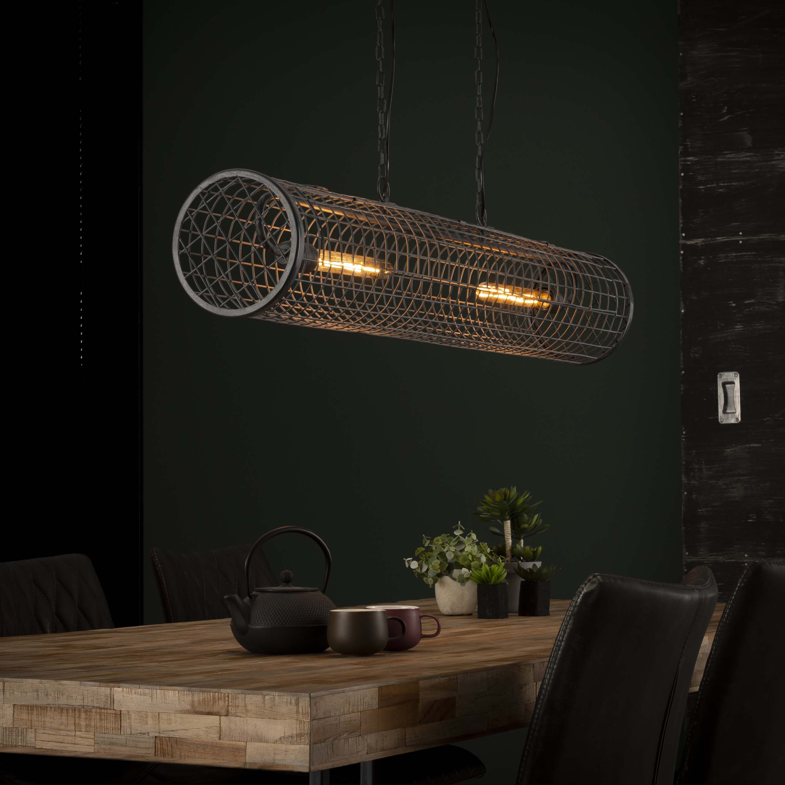 Hanglamp Cylinder Wire 2-lichts / Slate grey