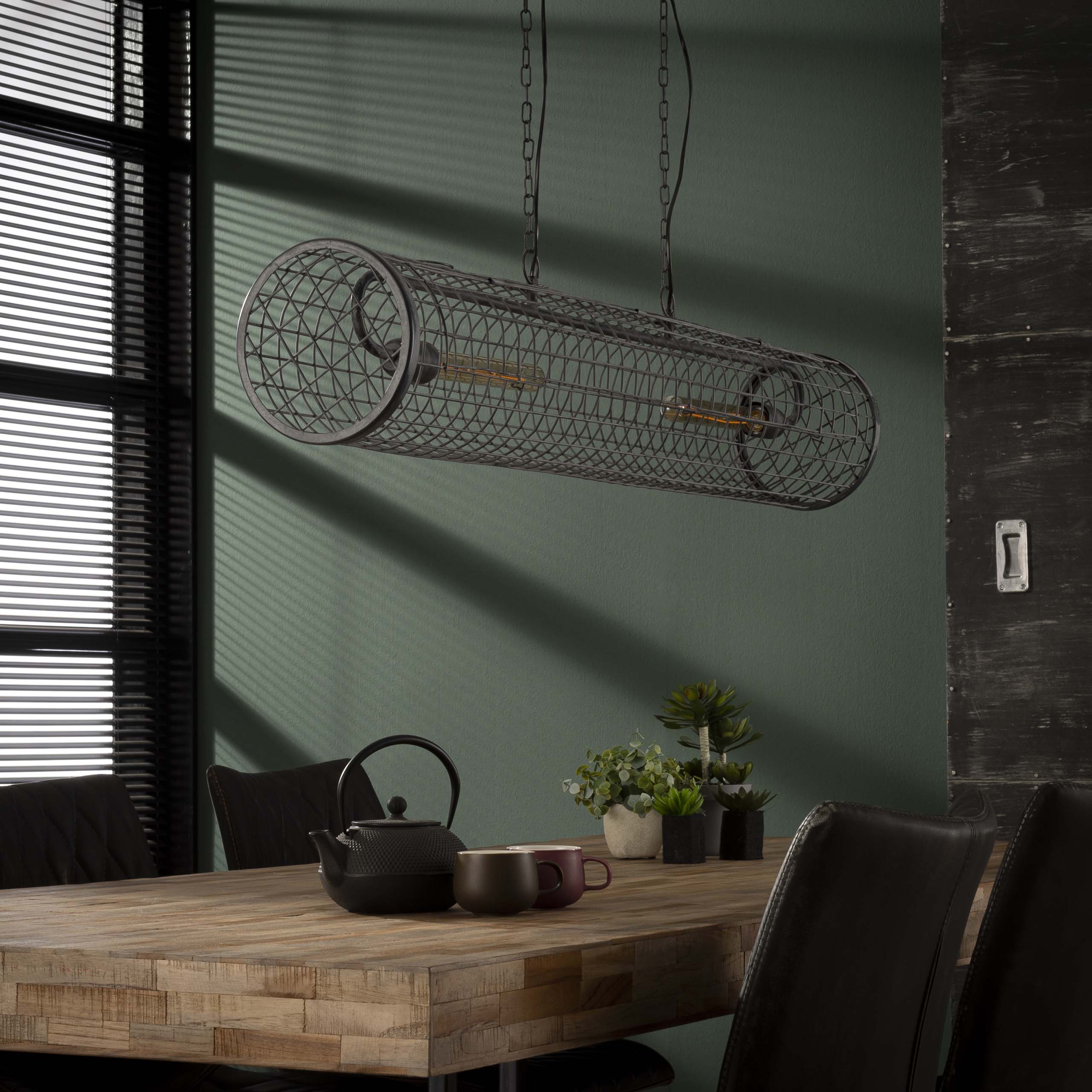 Hanglamp Cylinder Wire 2 Lichts Slate Grey