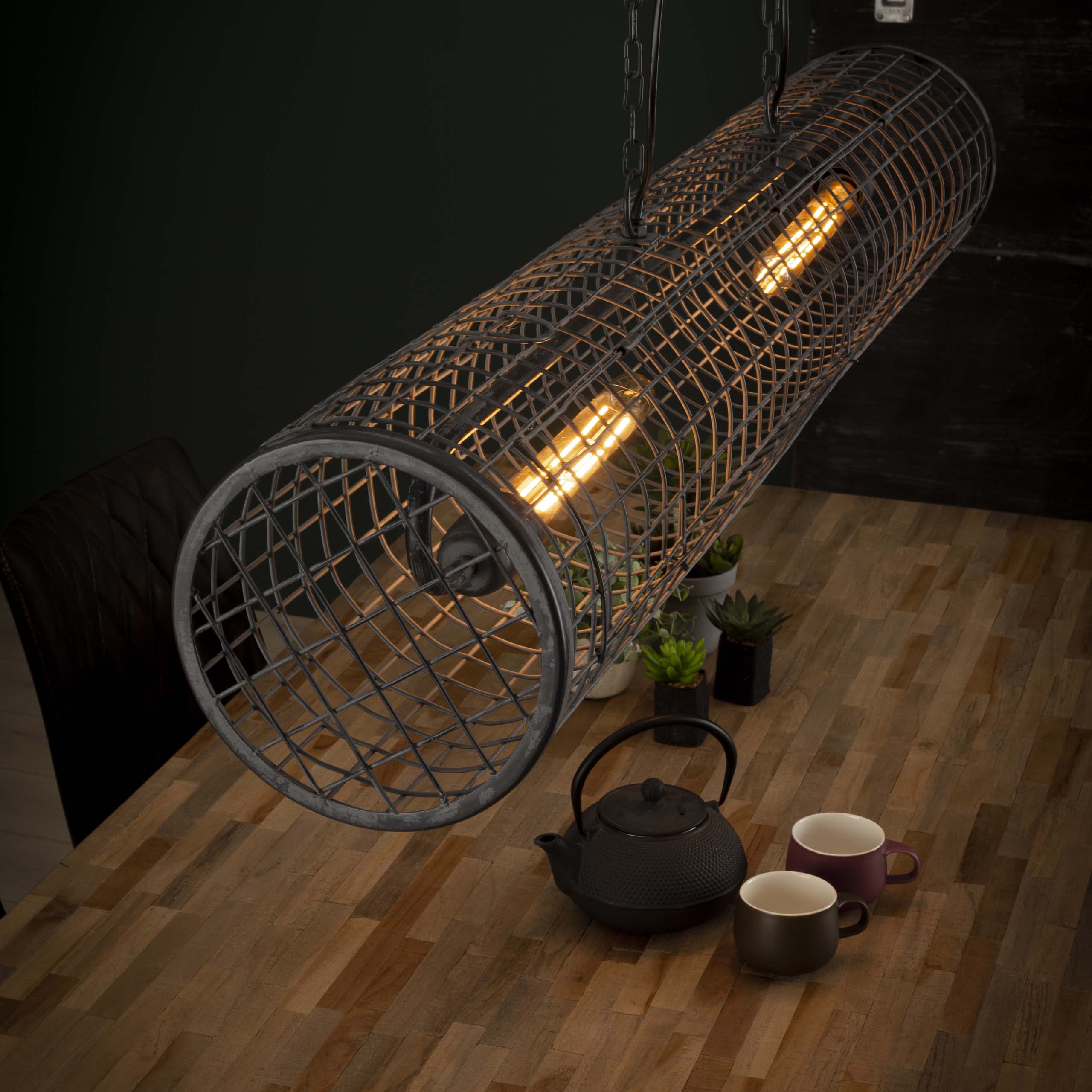 Hanglamp Cylinder Wire 2 Lichts Slate Grey