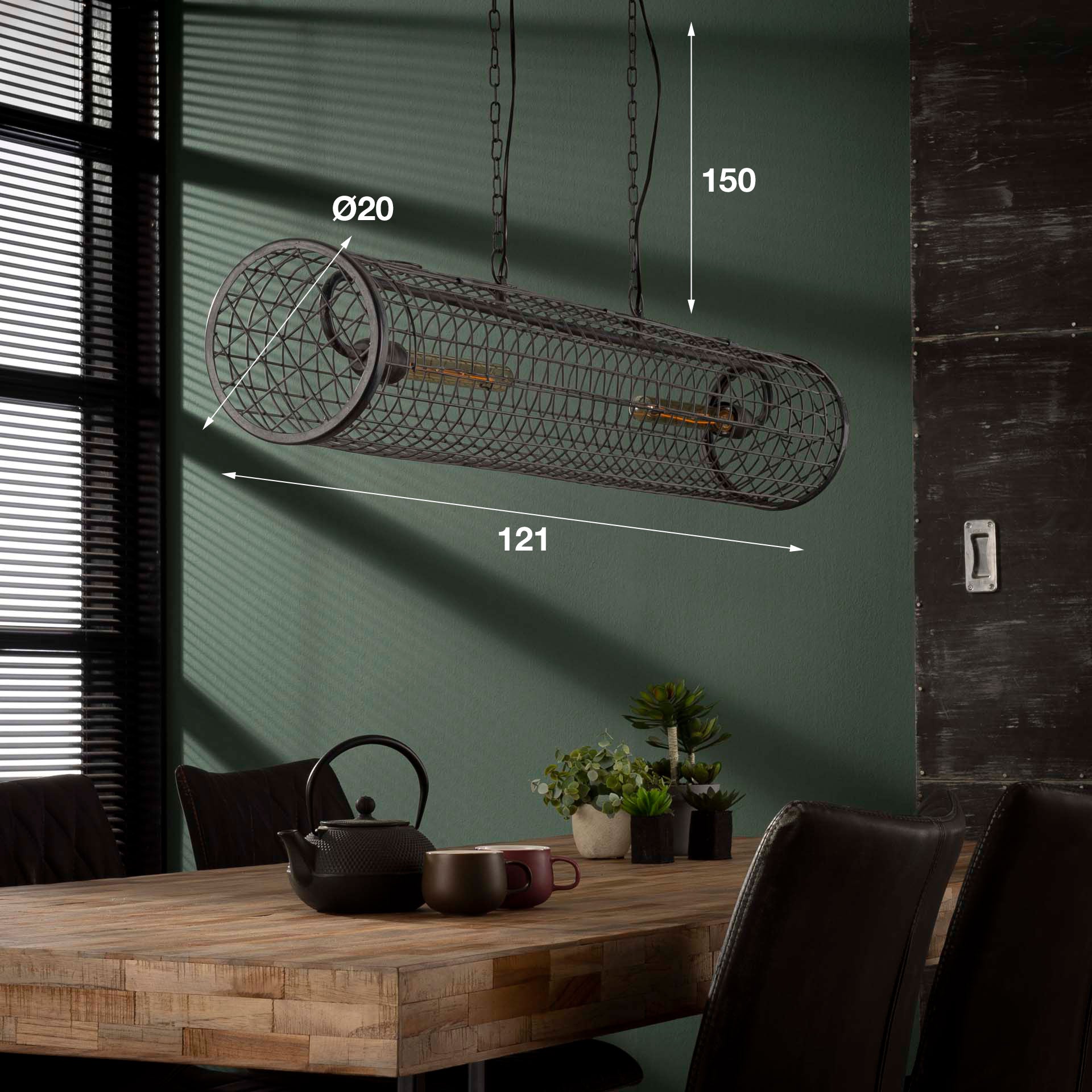 Hanglamp Cylinder Wire 2 Lichts Slate Grey