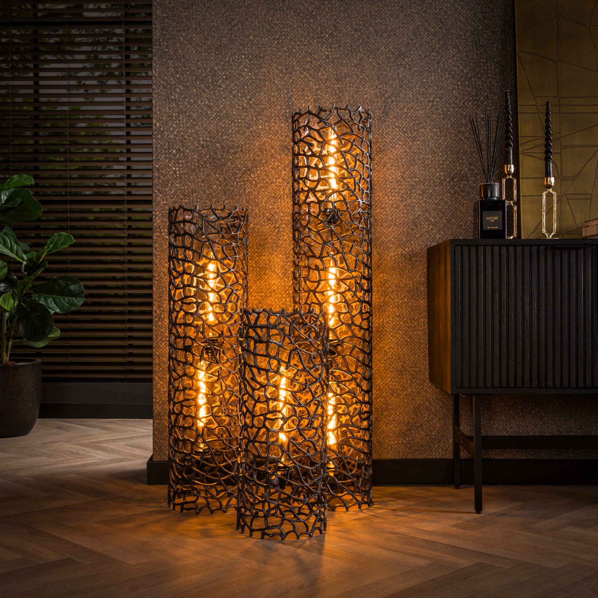 Vloerlamp Weaver 1-lichts / Zwart nikkel