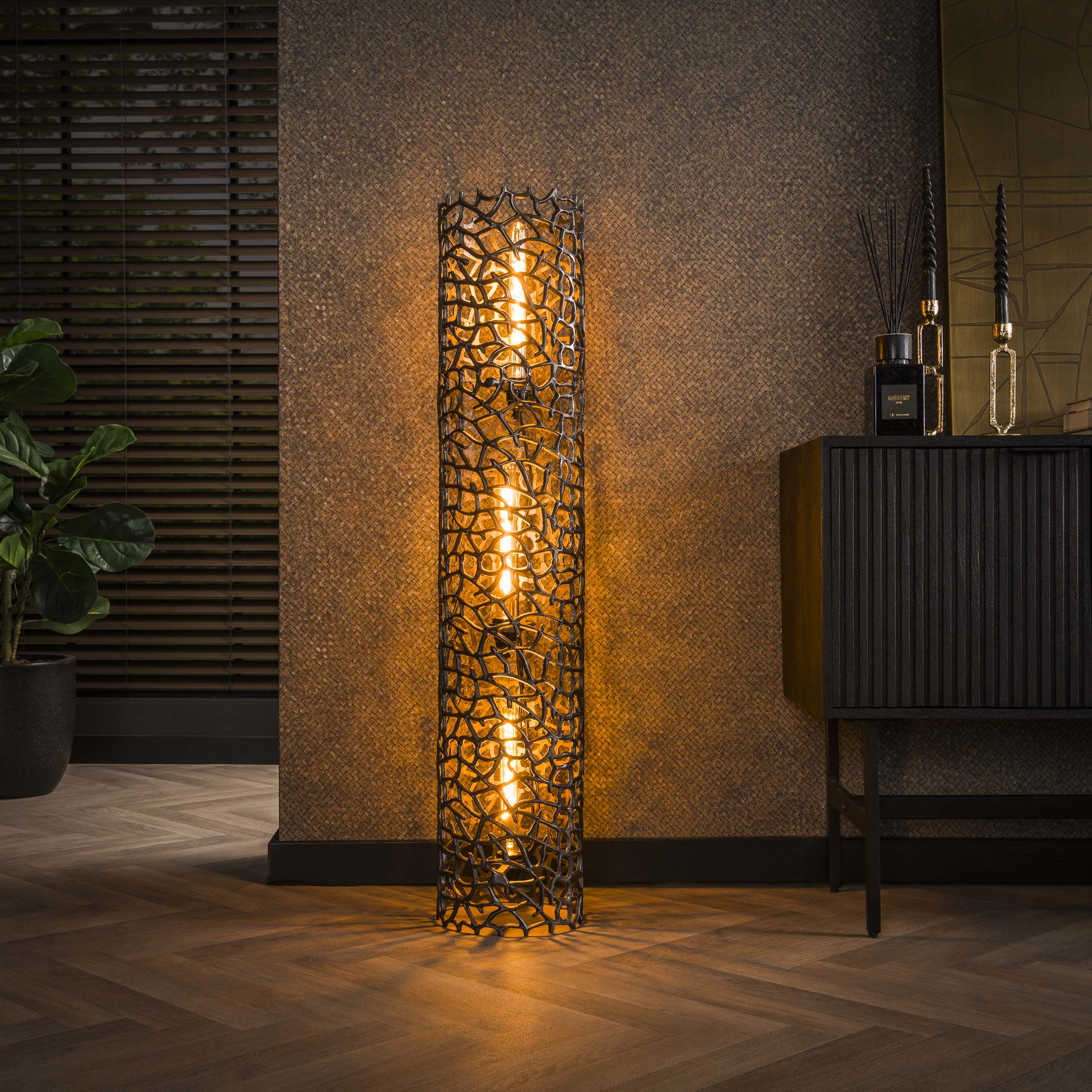Vloerlamp Weaver Xl 3 Lichts Zwart Nikkel
