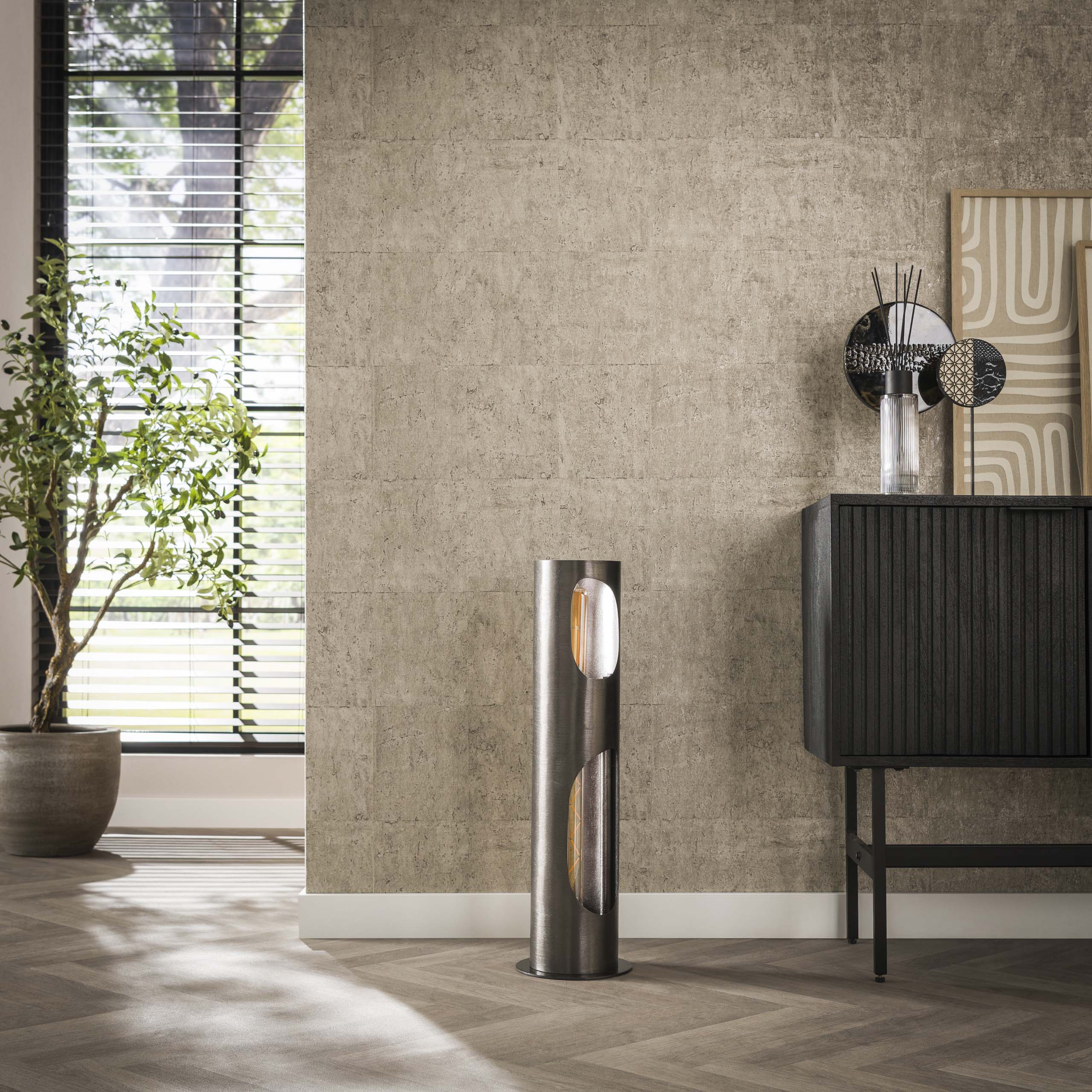 Vloerlamp Organic Cylinder 2 Lichts Zwart Nikkel