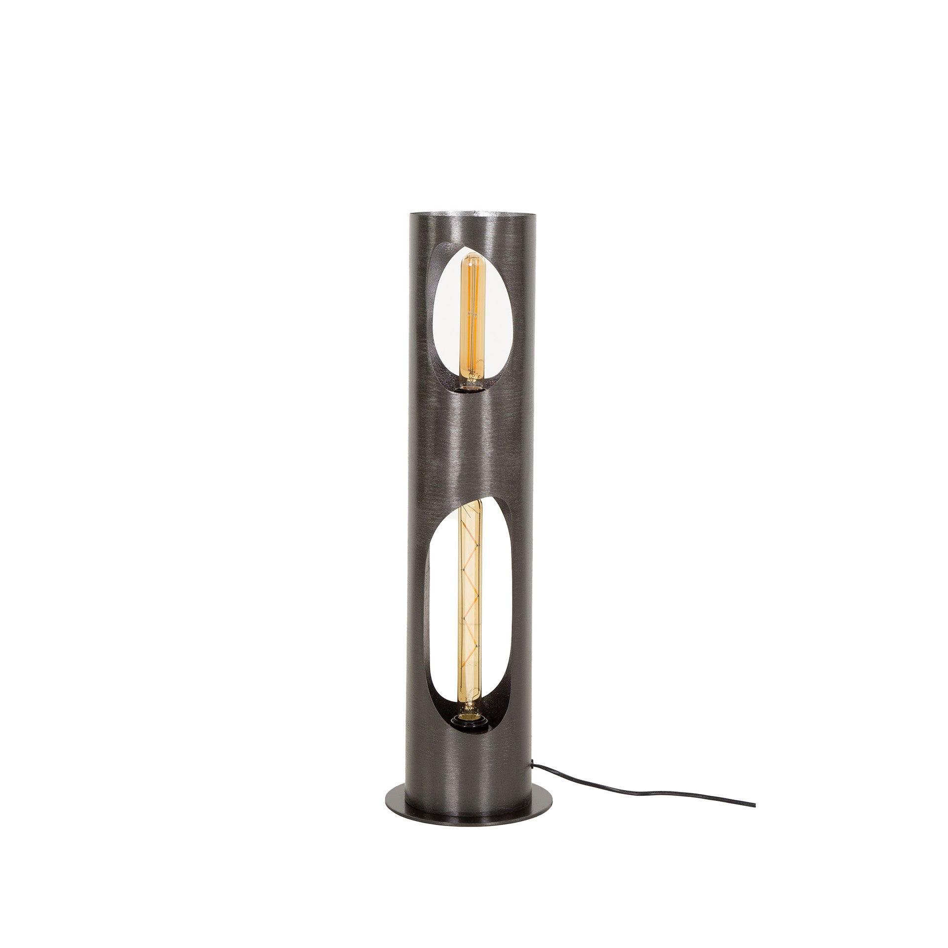 Vloerlamp Organic Cylinder 2 Lichts Zwart Nikkel