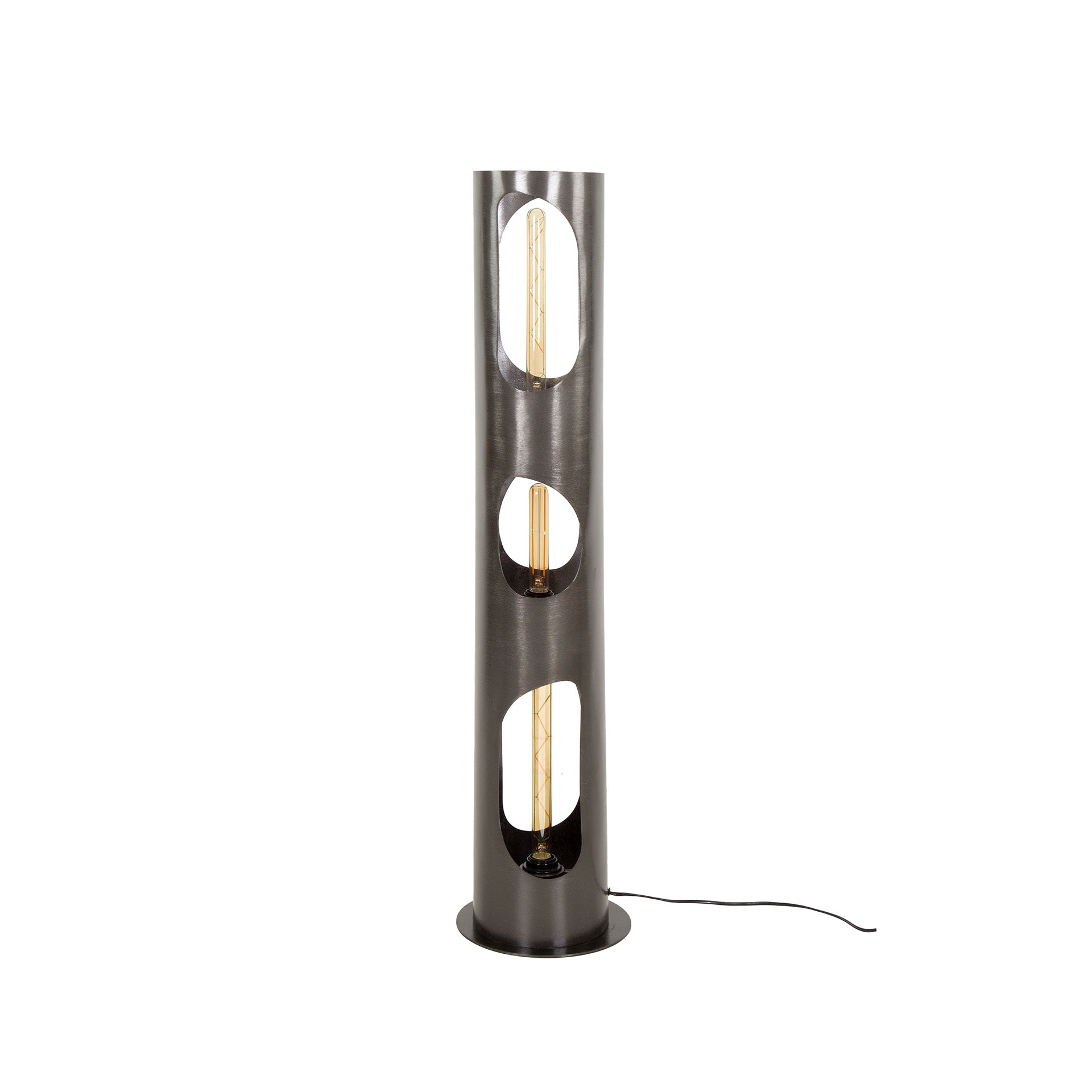 Vloerlamp Organic Cylinder 3 Lichts Zwart Nikkel
