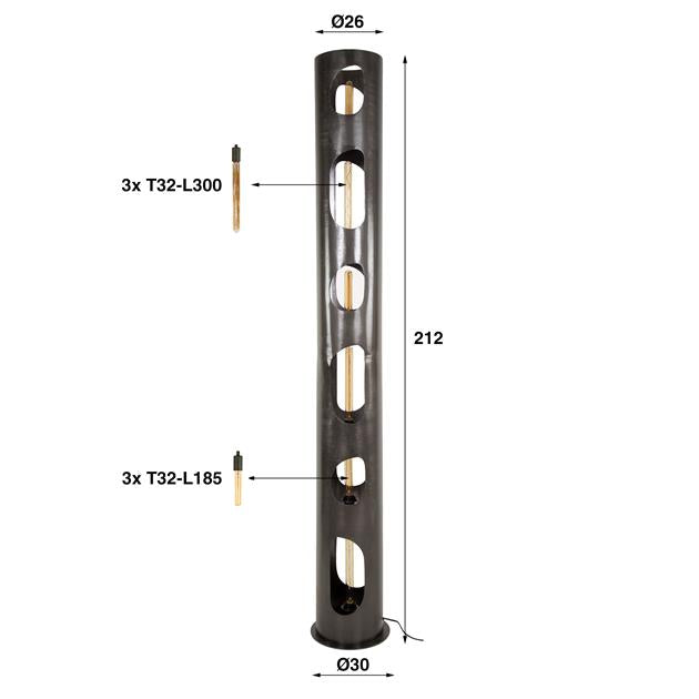 Vloerlamp Ø30 organic cylinder XXL