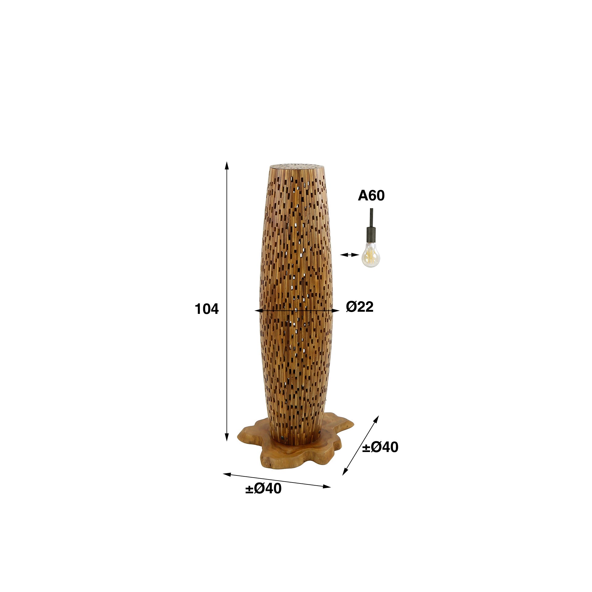 Vloerlamp Bars S 2 Lichts Massief Teak