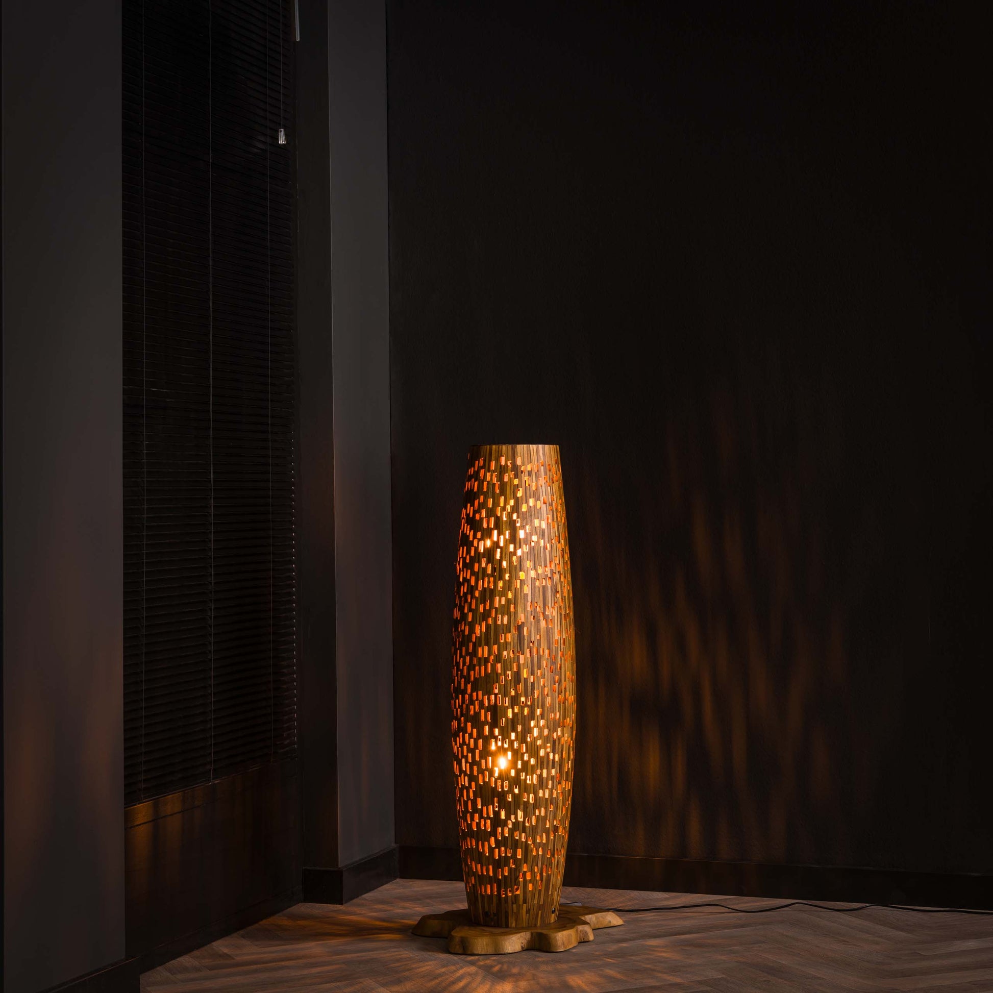 Vloerlamp Bars S 2-lichts / Massief teak
