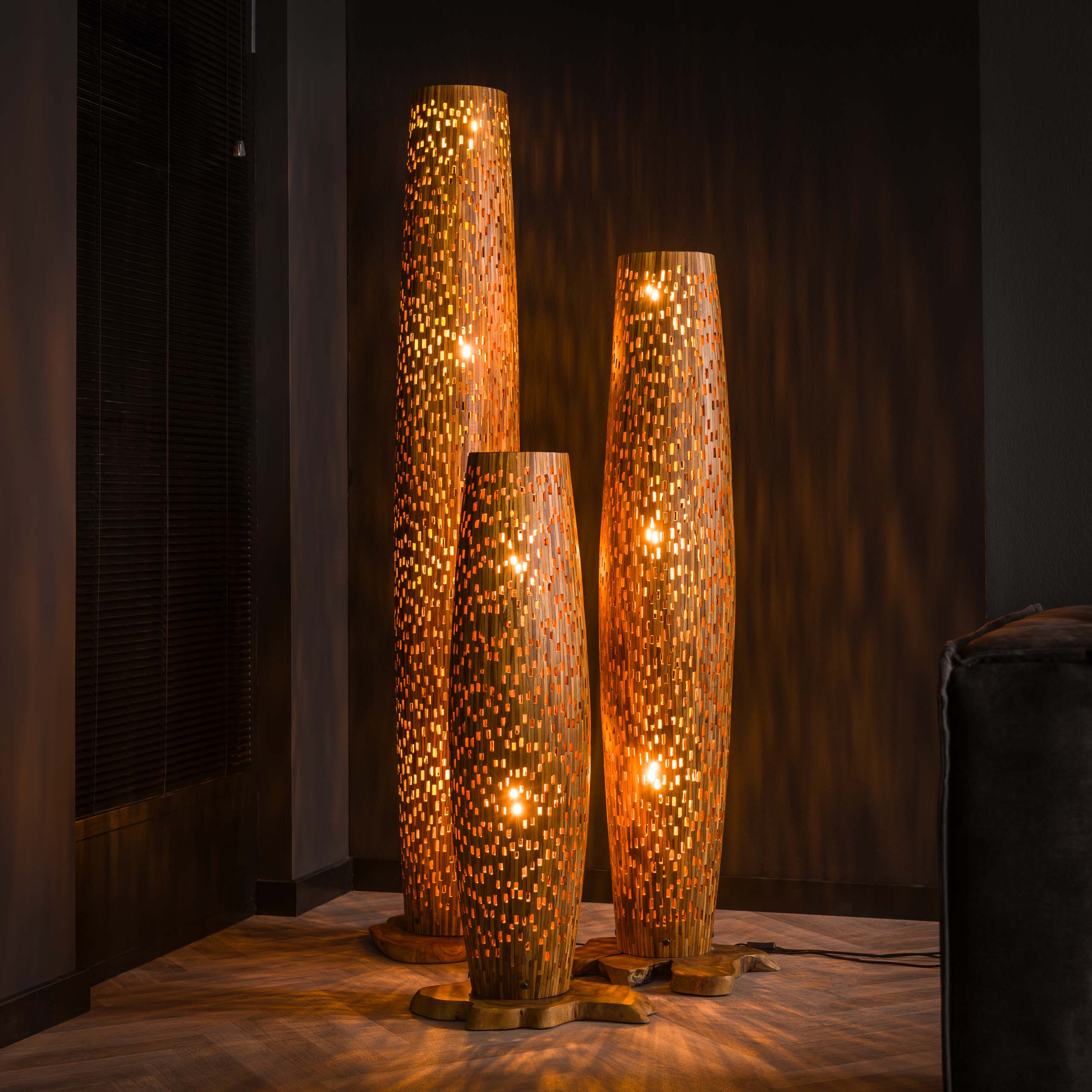 Vloerlamp Bars S 2 Lichts Massief Teak