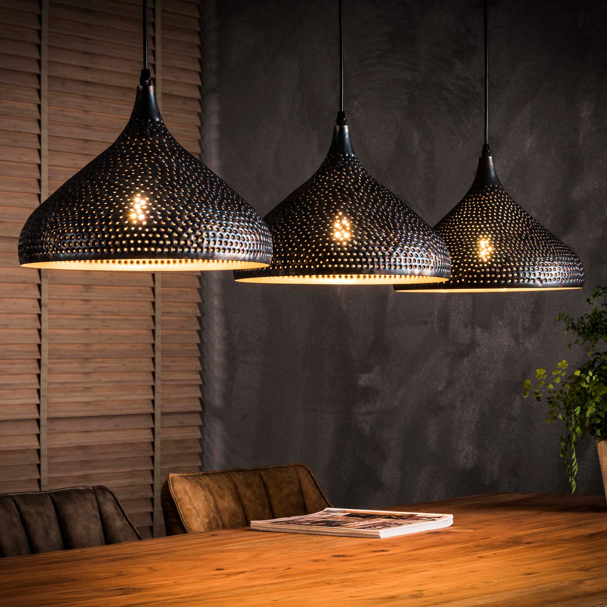 Hanglamp Punch 3-lichts / Zwart bruin