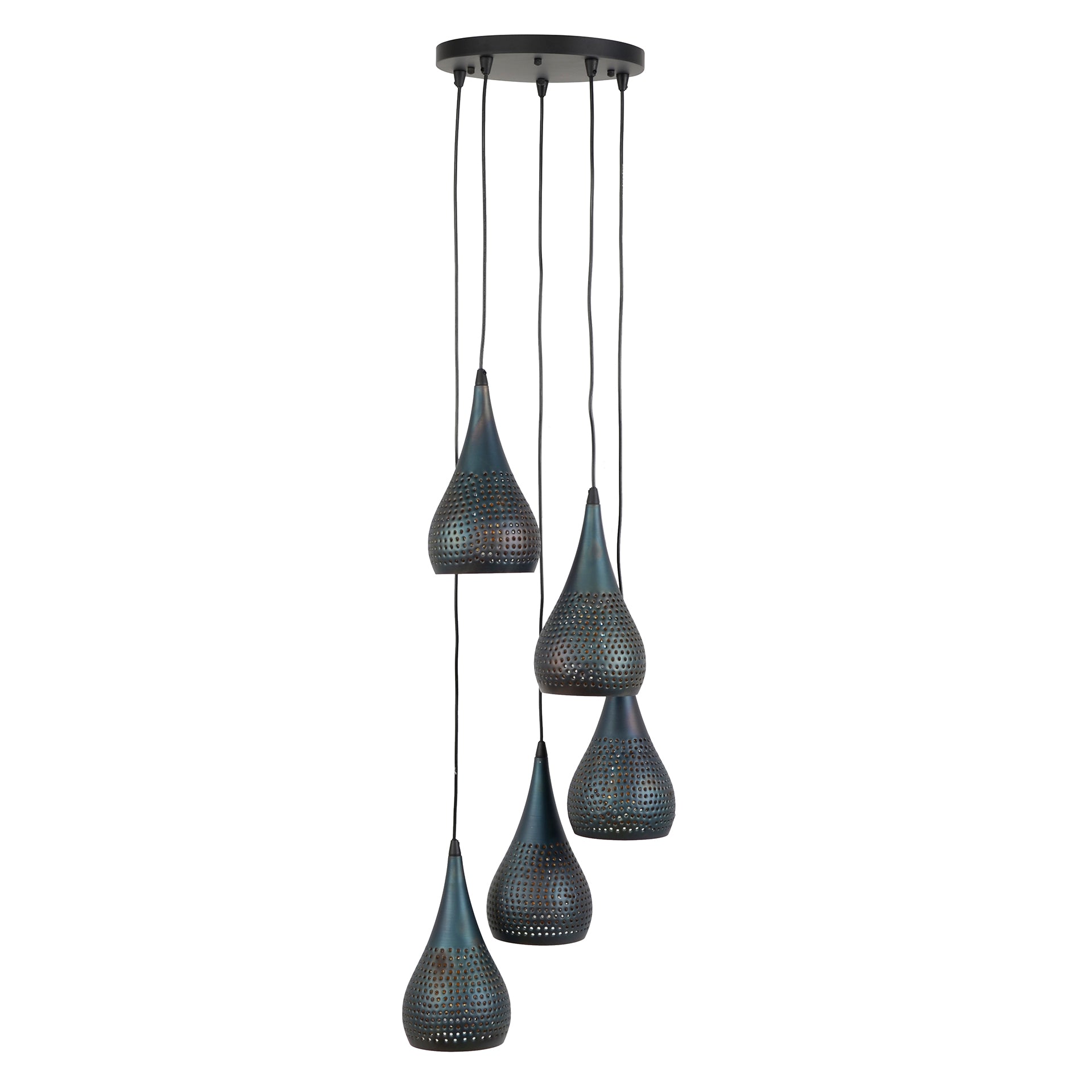 Hanglamp Punch Getrapt 5 Lichts Zwart Bruin