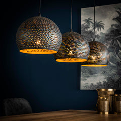 Hanglamp Punch Orb 3 Lichts Zwart Bruin