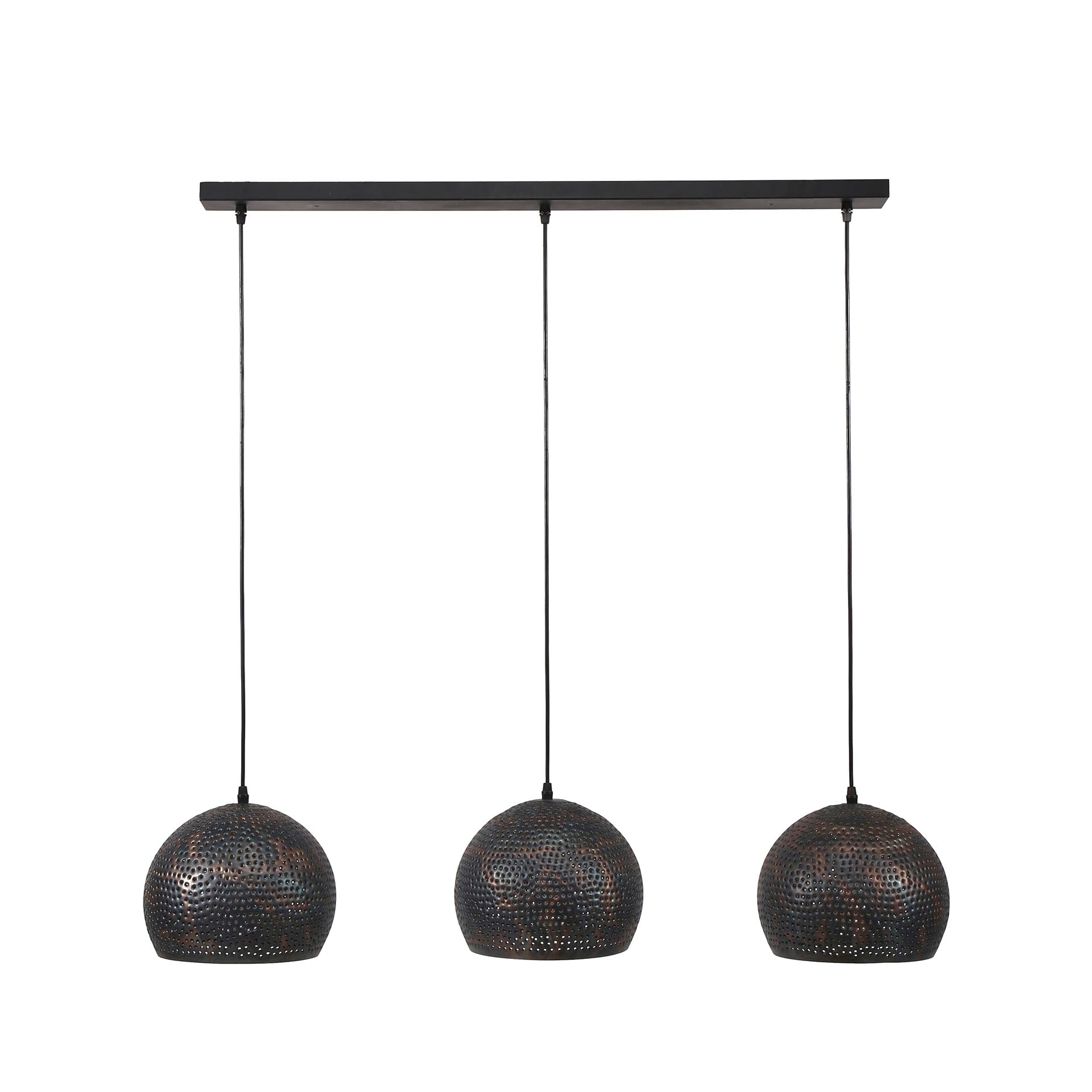 Hanglamp Punch Orb 3 Lichts Zwart Bruin