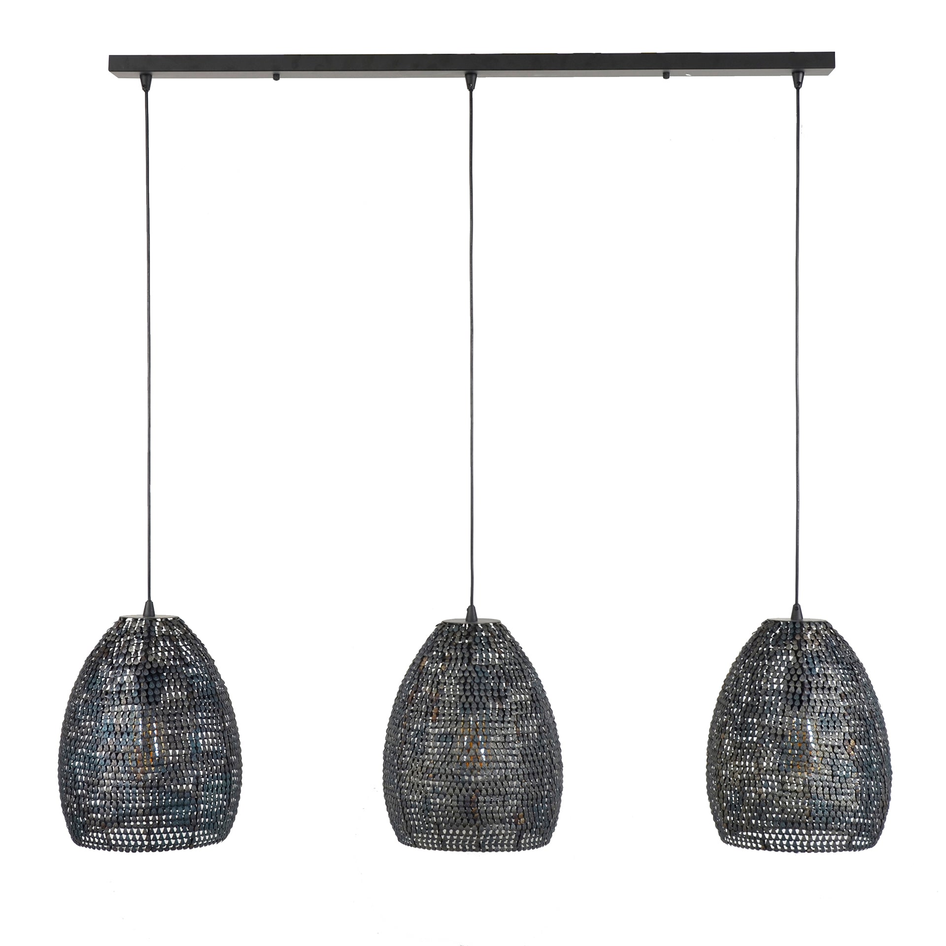 Hanglamp Armor Oval 3 Lichts Zwart Bruin