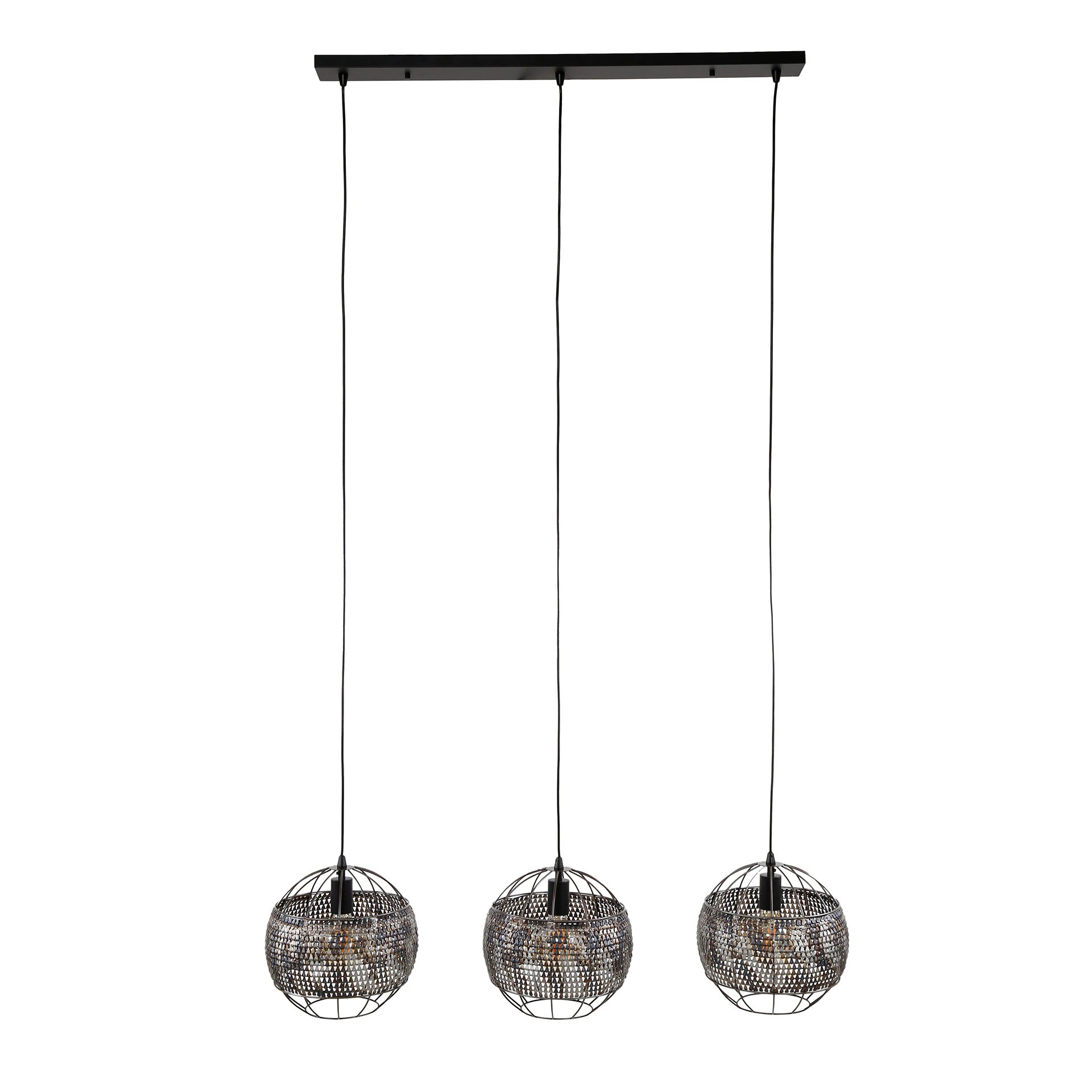 Hanglamp Armor Open 3 Lichts Zwart Bruin