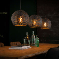 Hanglamp Armor Orb 3 Lichts Zwart Bruin
