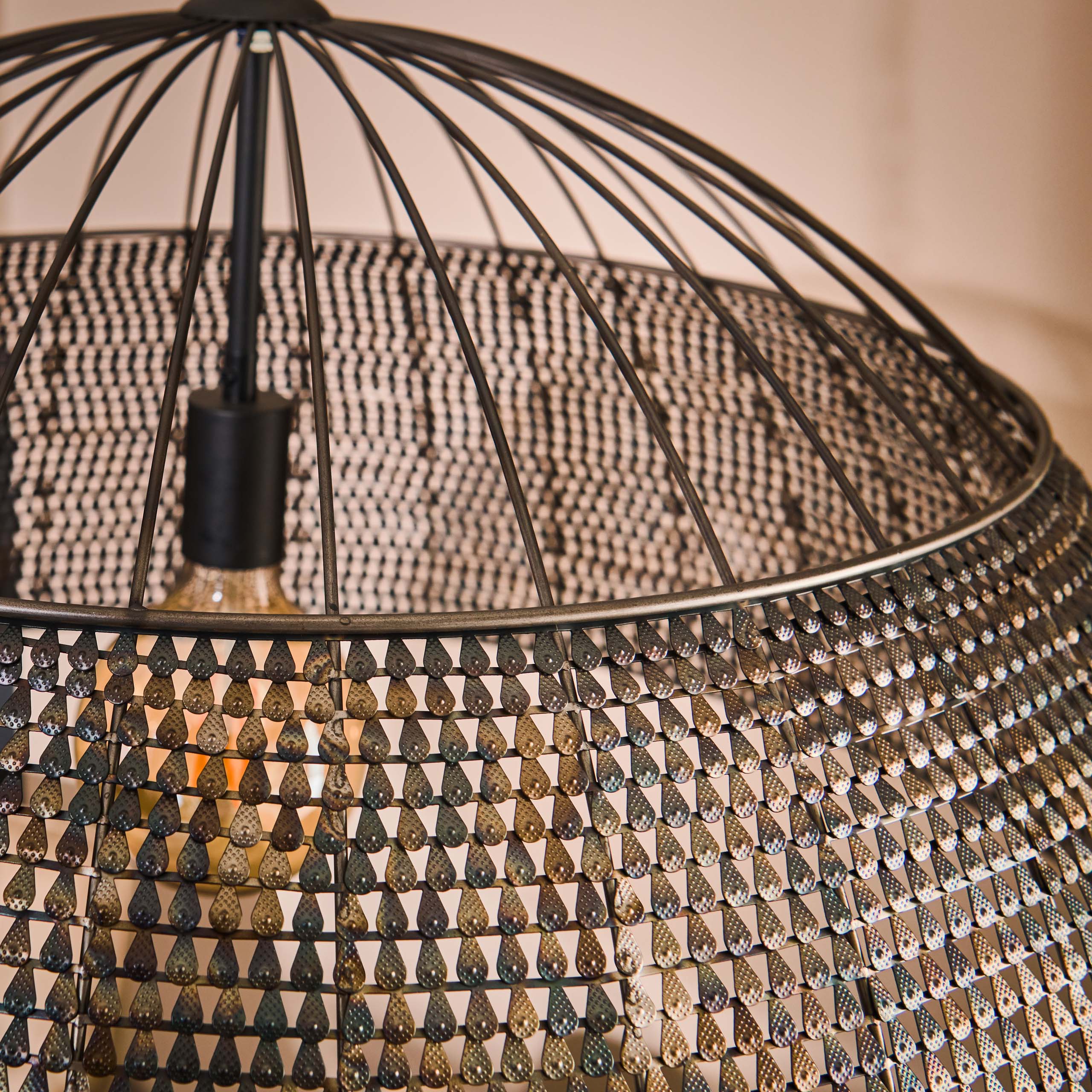 Hanglamp Armor 1 Lichts O80Cm Zwart Bruin