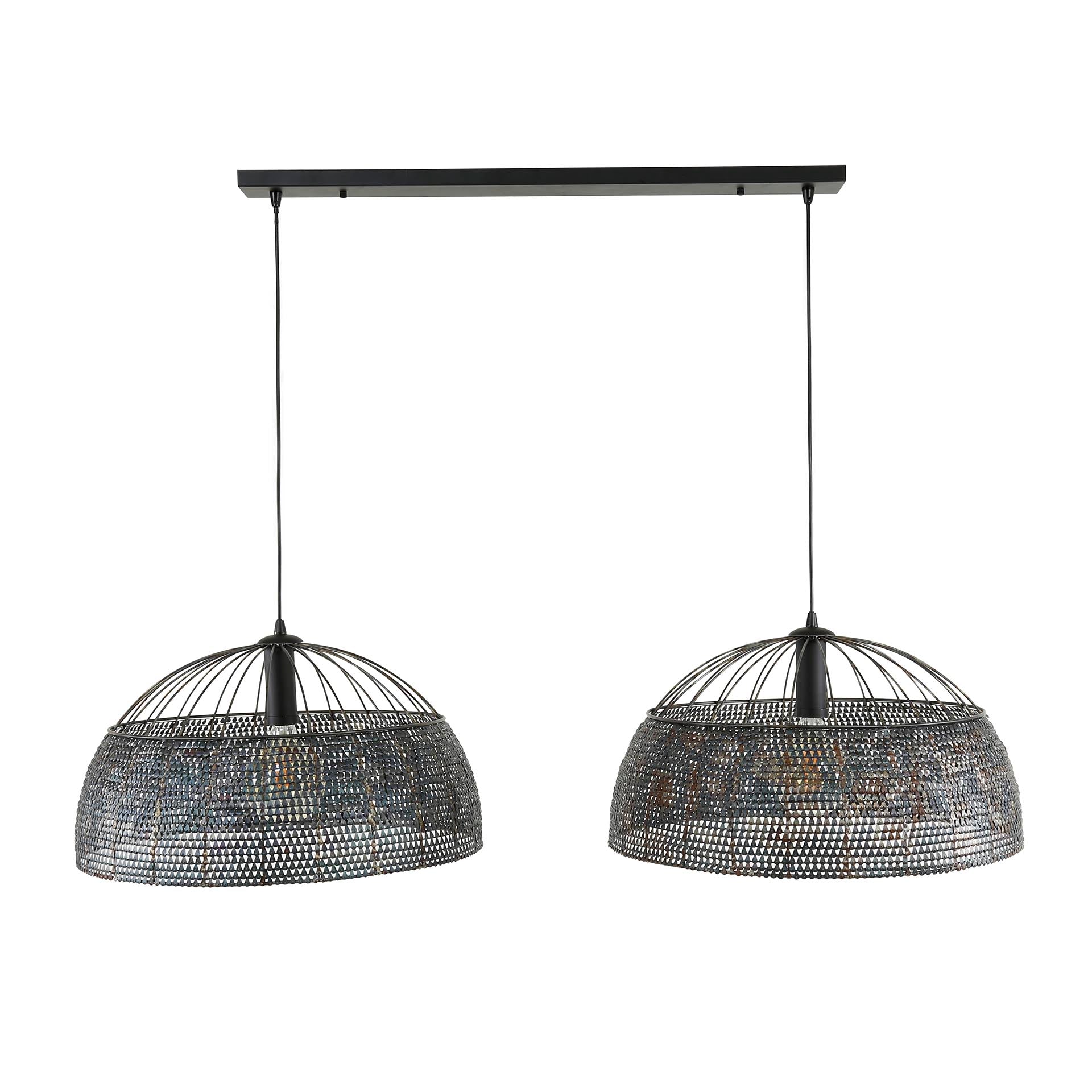 Hanglamp Armor Open 2 Lichts O60Cm Zwart Bruin