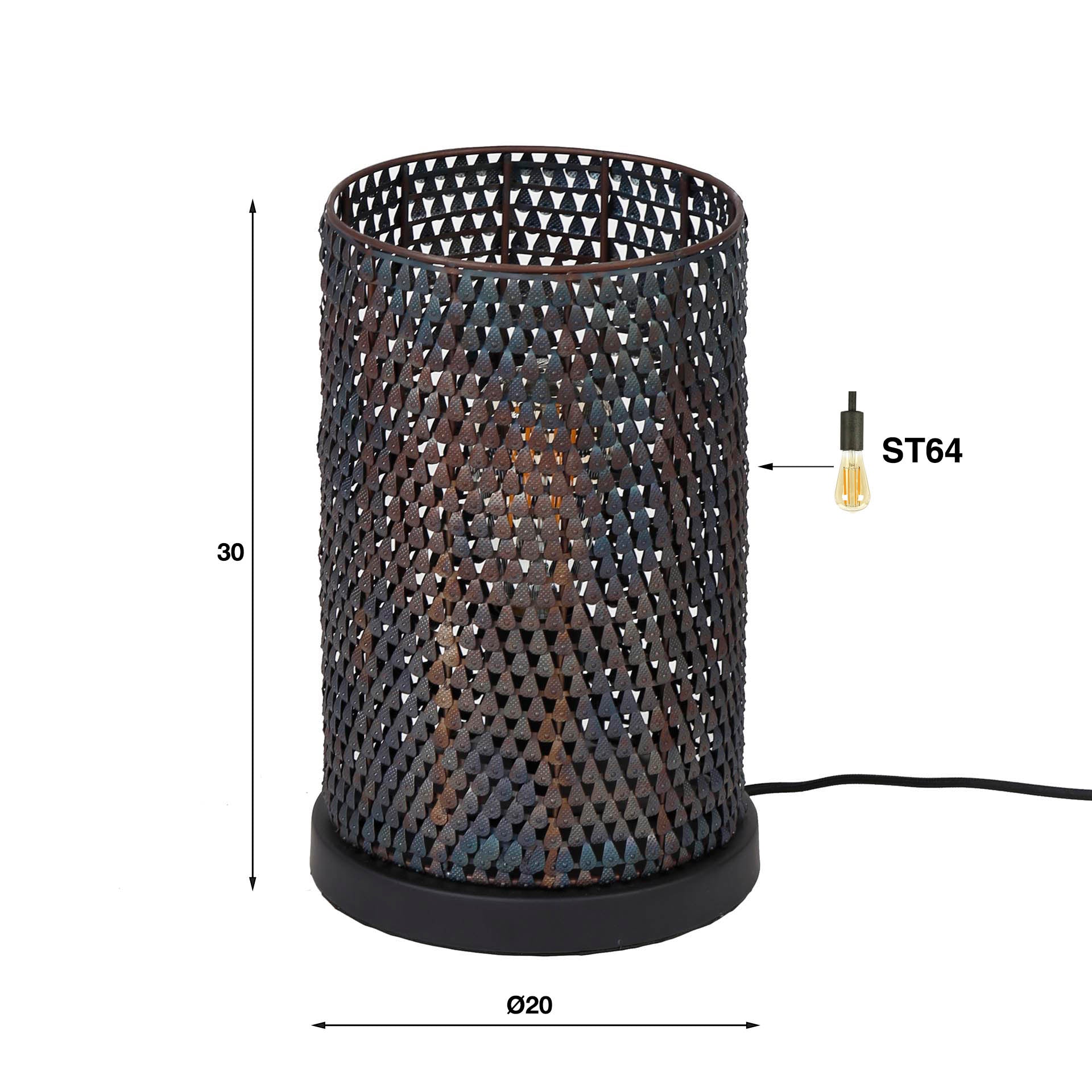 Tafellamp Armor Tube 1 Lichts Zwart Bruin