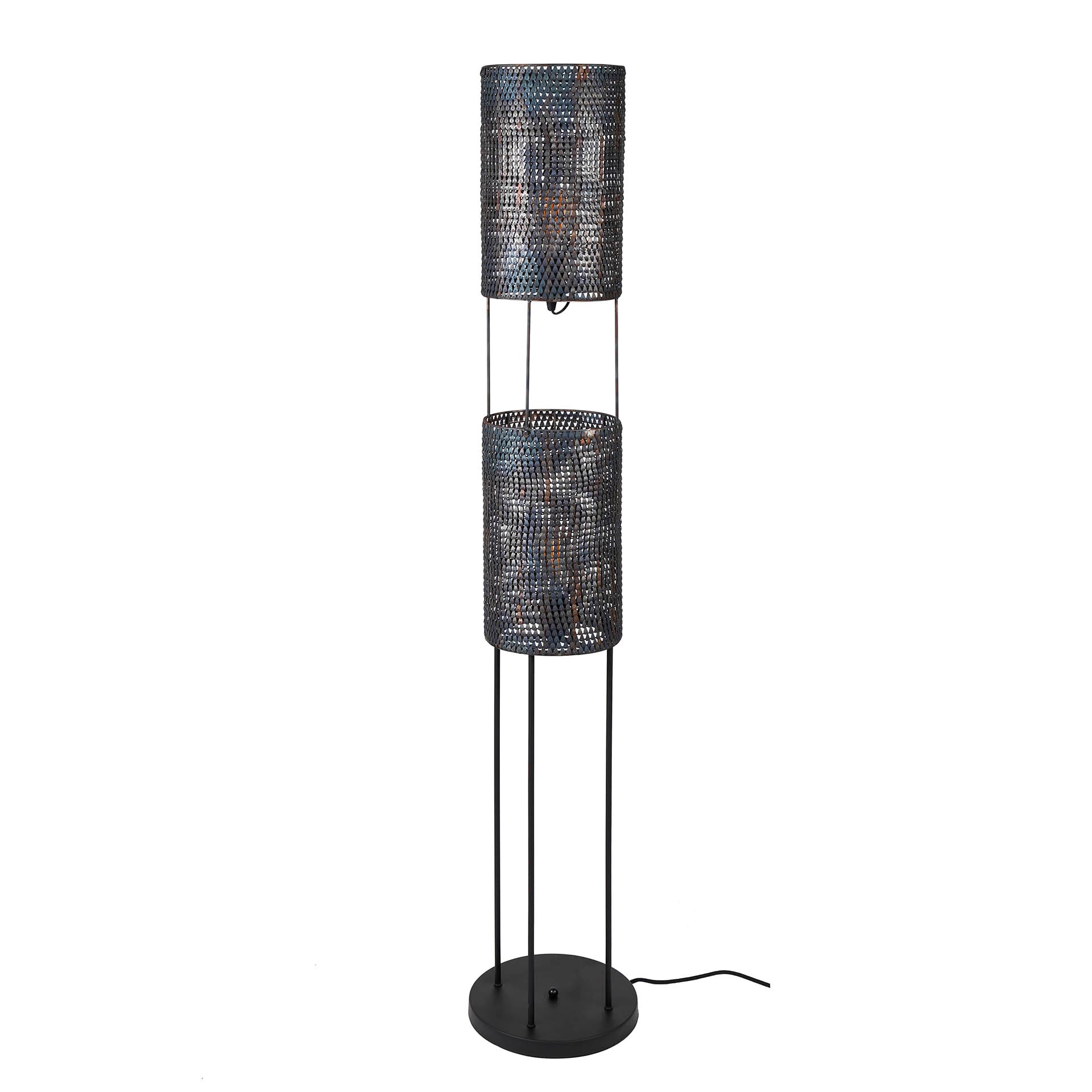 Vloerlamp Armor Tube 2 Lichts Zwart Bruin