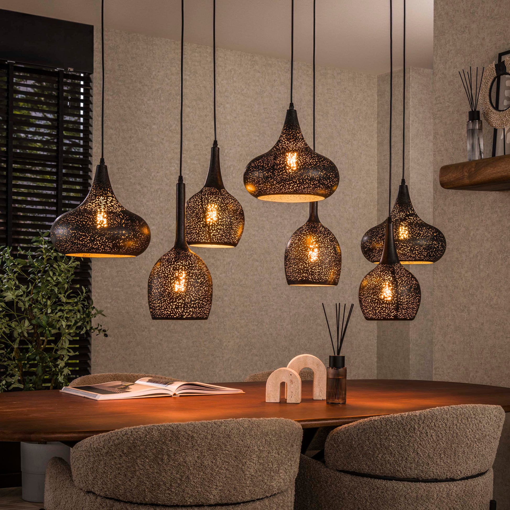 Hanglamp Zip 4+3-lichts / Artic zwart