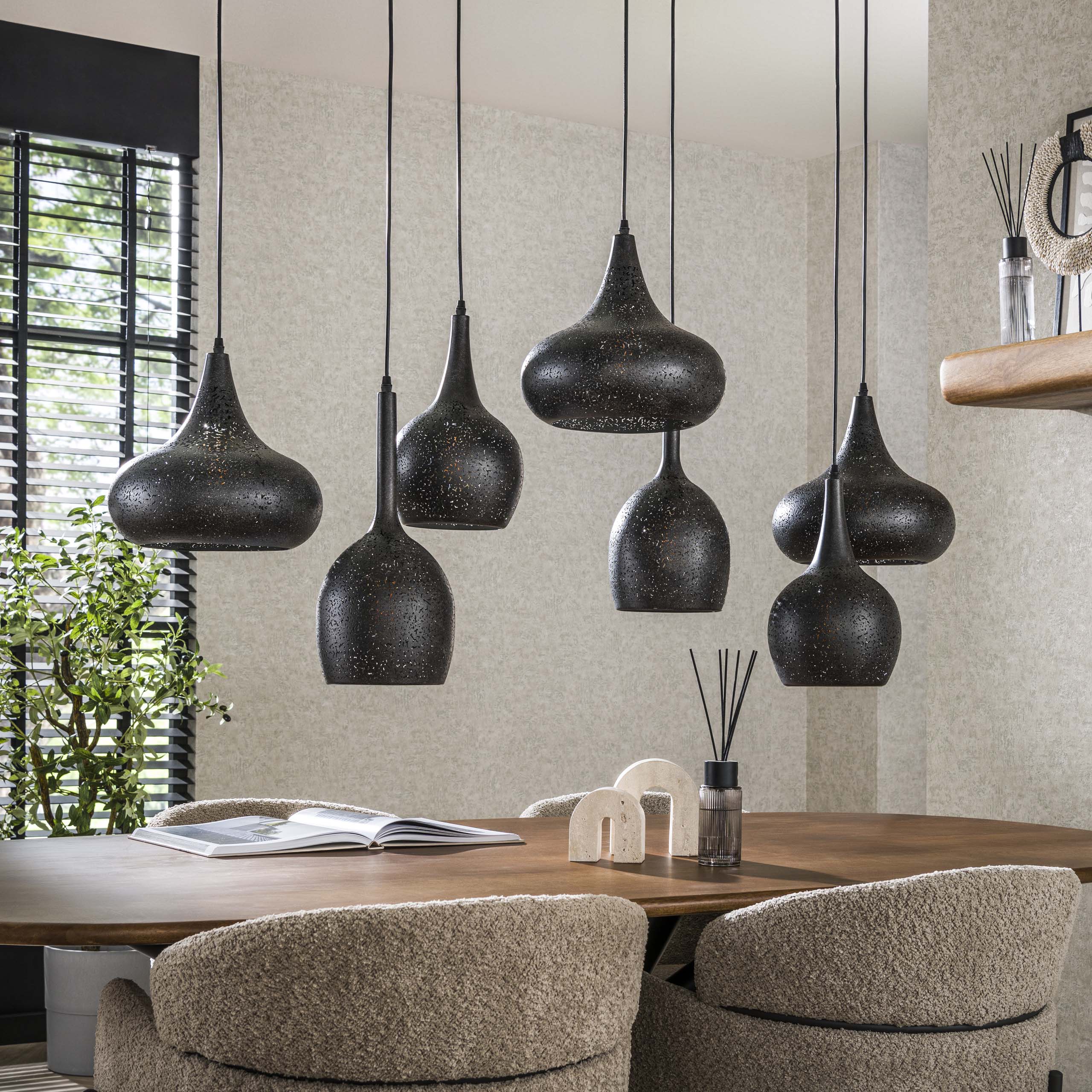 Hanglamp Zip - 4+3 lichtpunten - Artic Zwart | Hanglamp | Zi – De