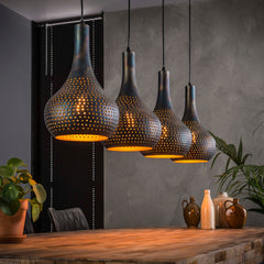Hanglamp Punch Cone 4 Lichts Zwart Bruin