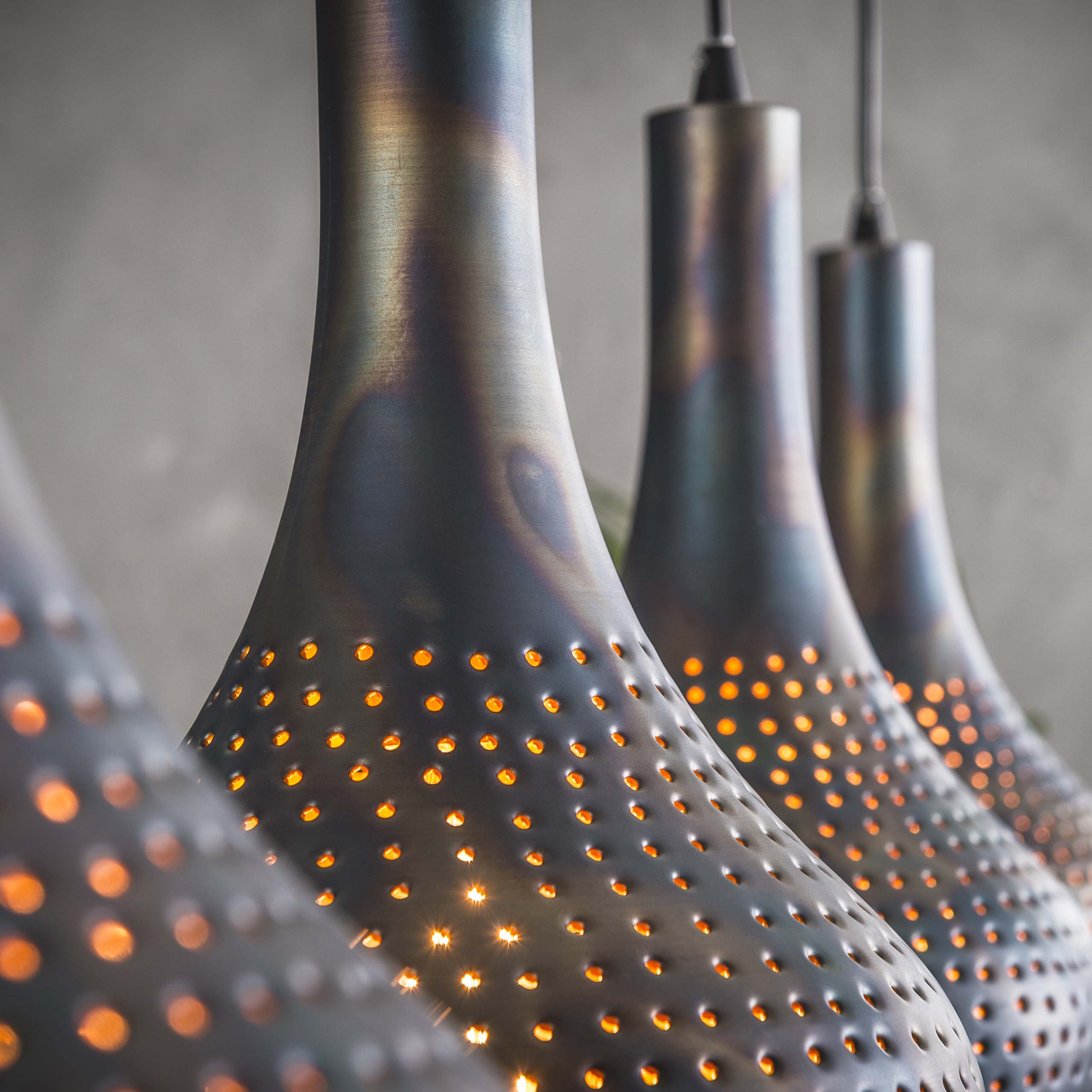 Hanglamp Punch Cone 4 Lichts Zwart Bruin