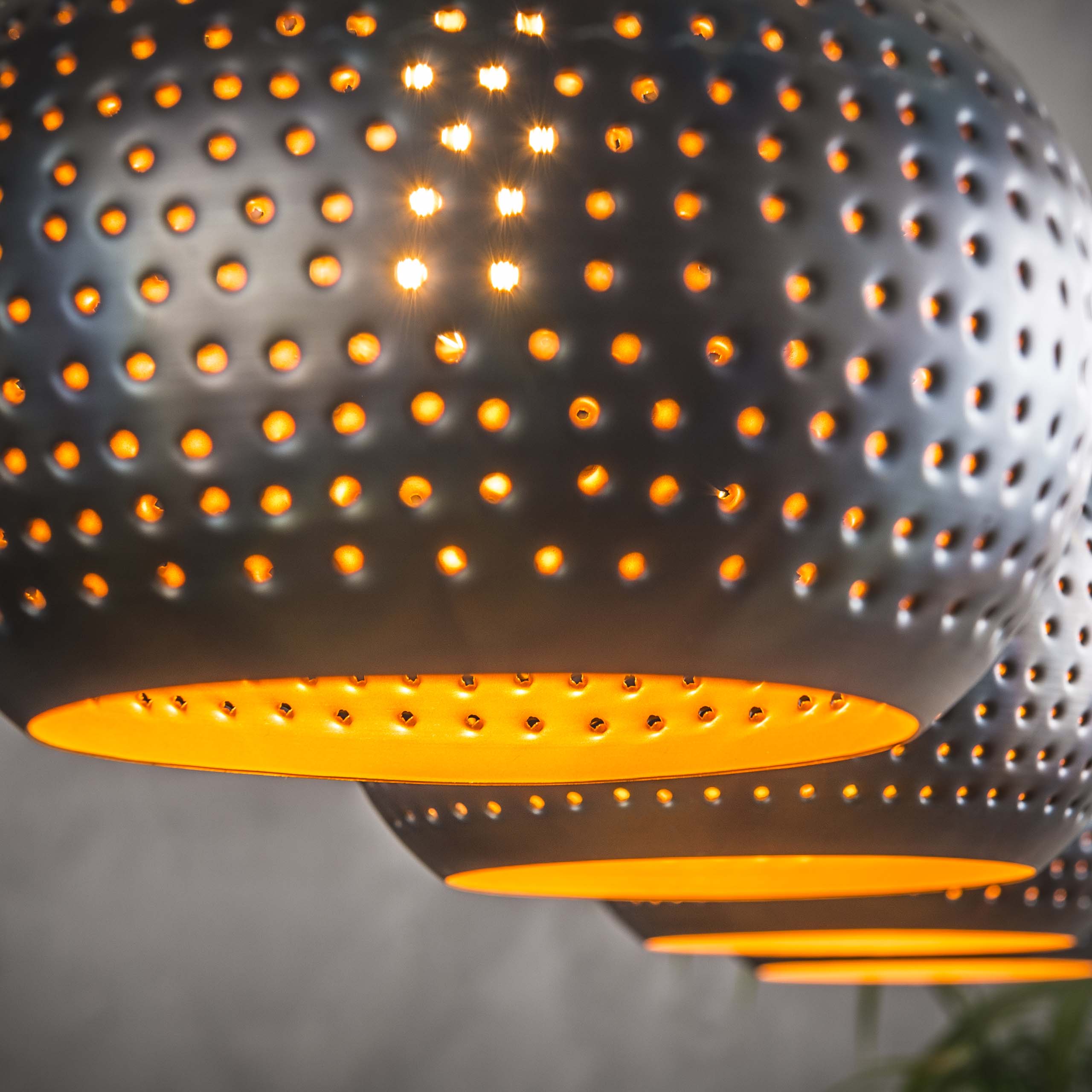 Hanglamp Punch Cone 4 Lichts Zwart Bruin