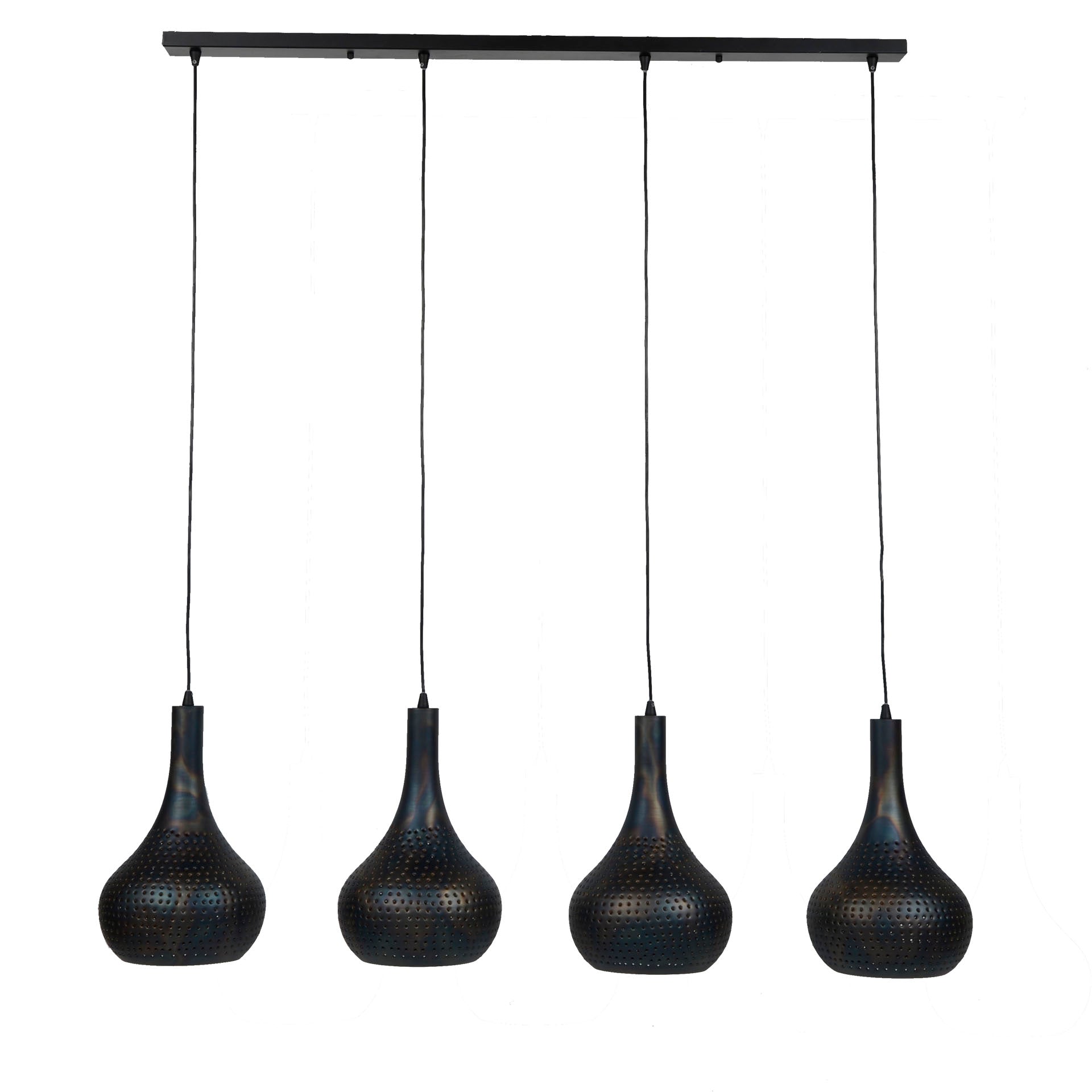 Hanglamp Punch Cone 4 Lichts Zwart Bruin