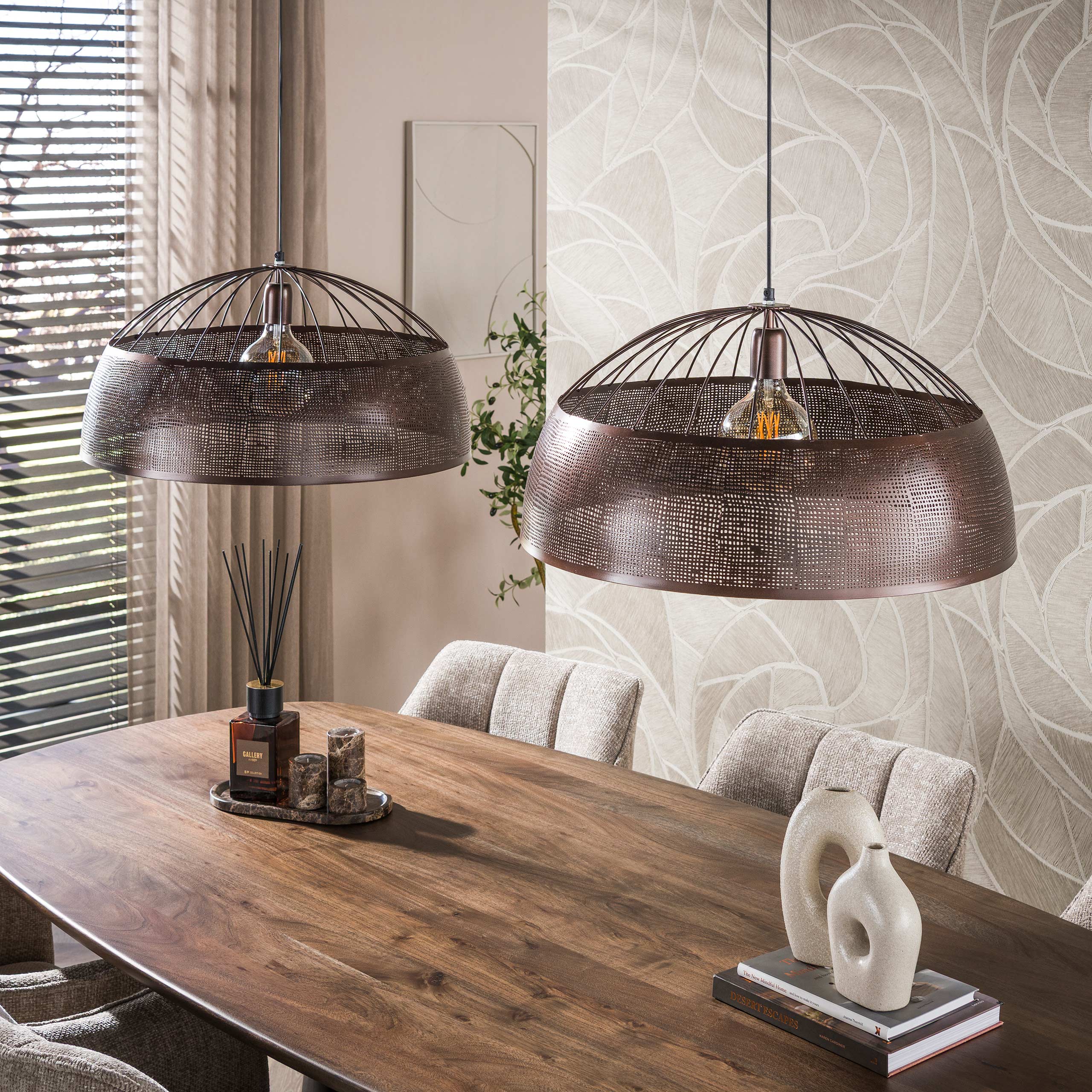 Hanglamp Screen Open 2 Lichts O60Cm Antiek Koper