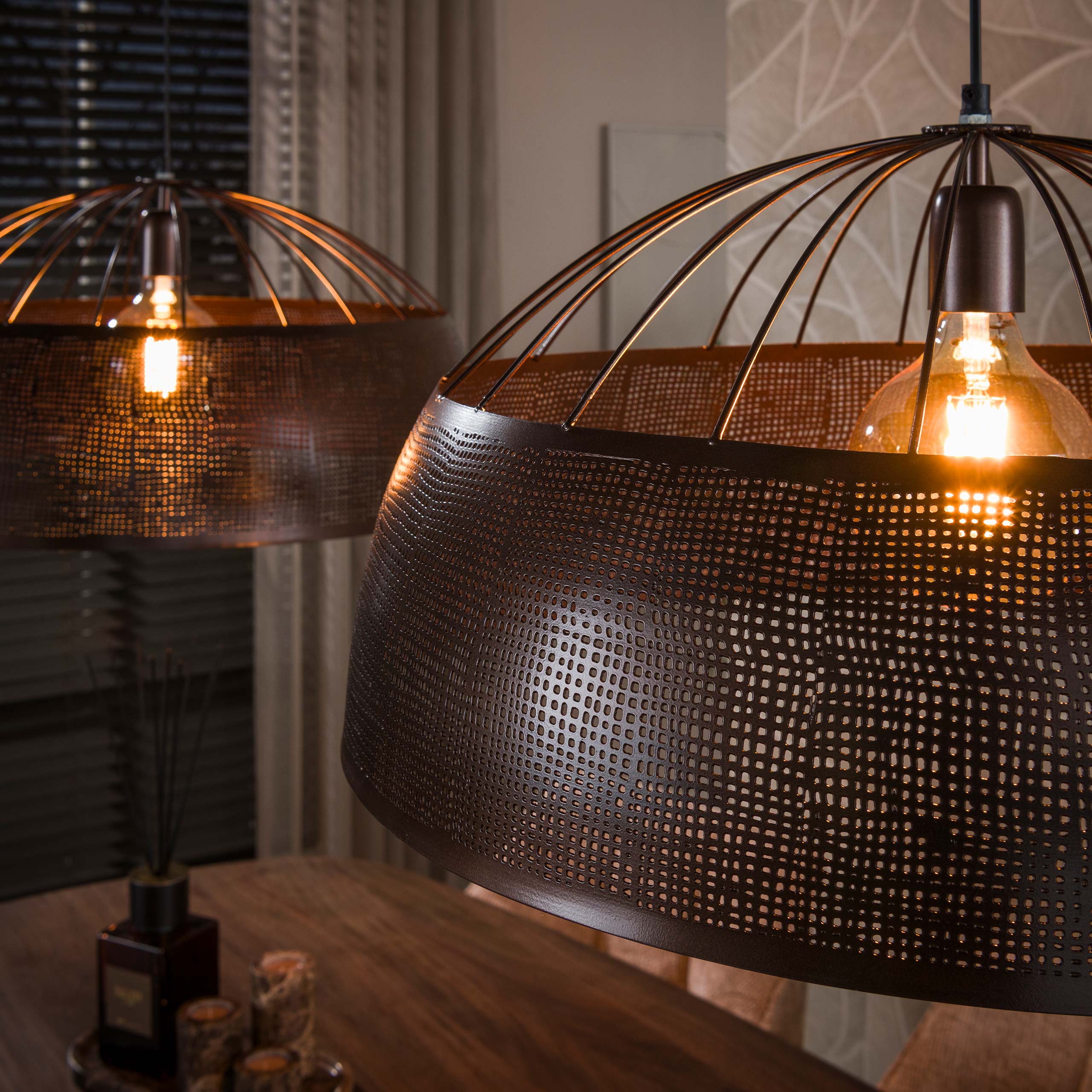 Hanglamp Screen Open 2 Lichts O60Cm Antiek Koper
