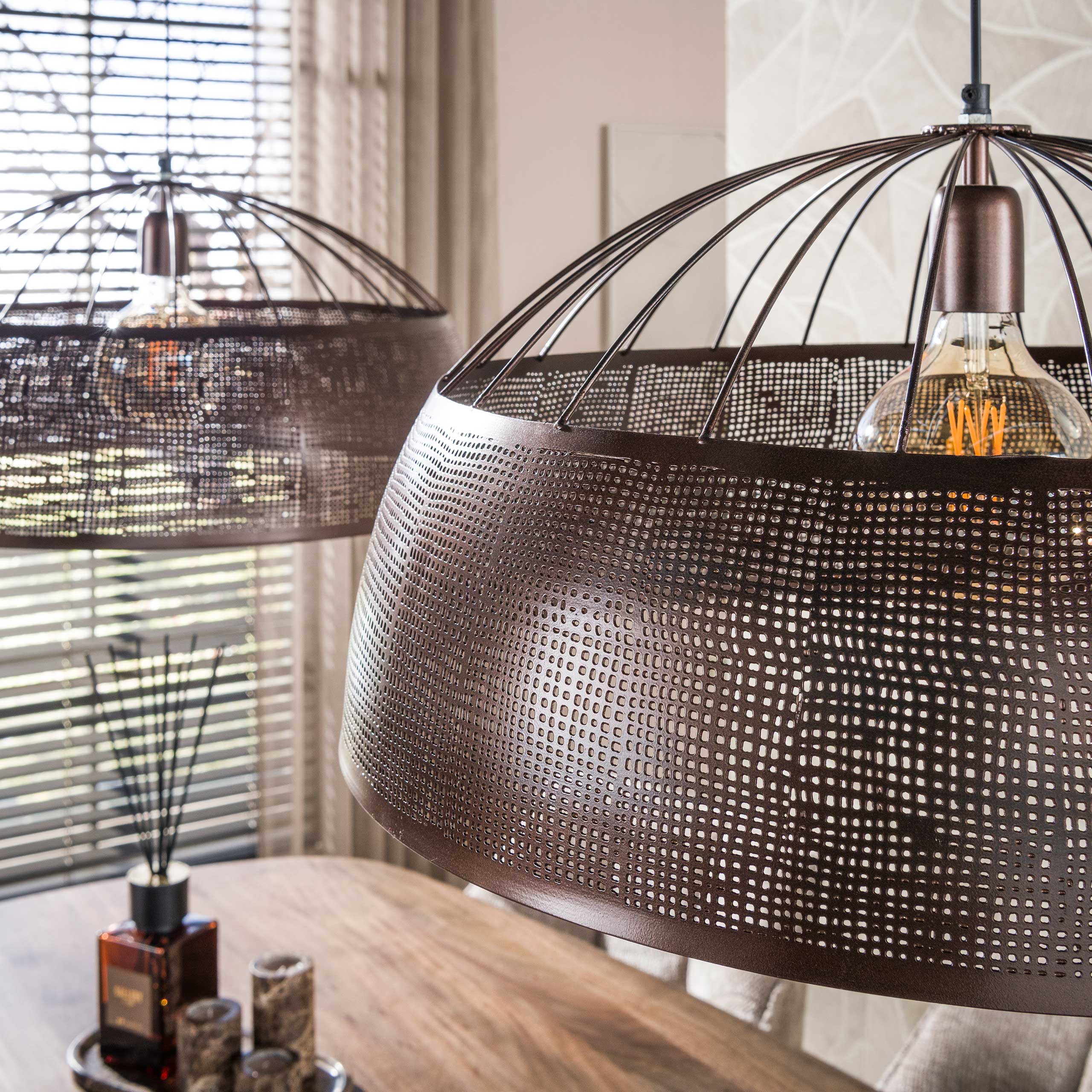 Hanglamp Screen Open 2 Lichts O60Cm Antiek Koper