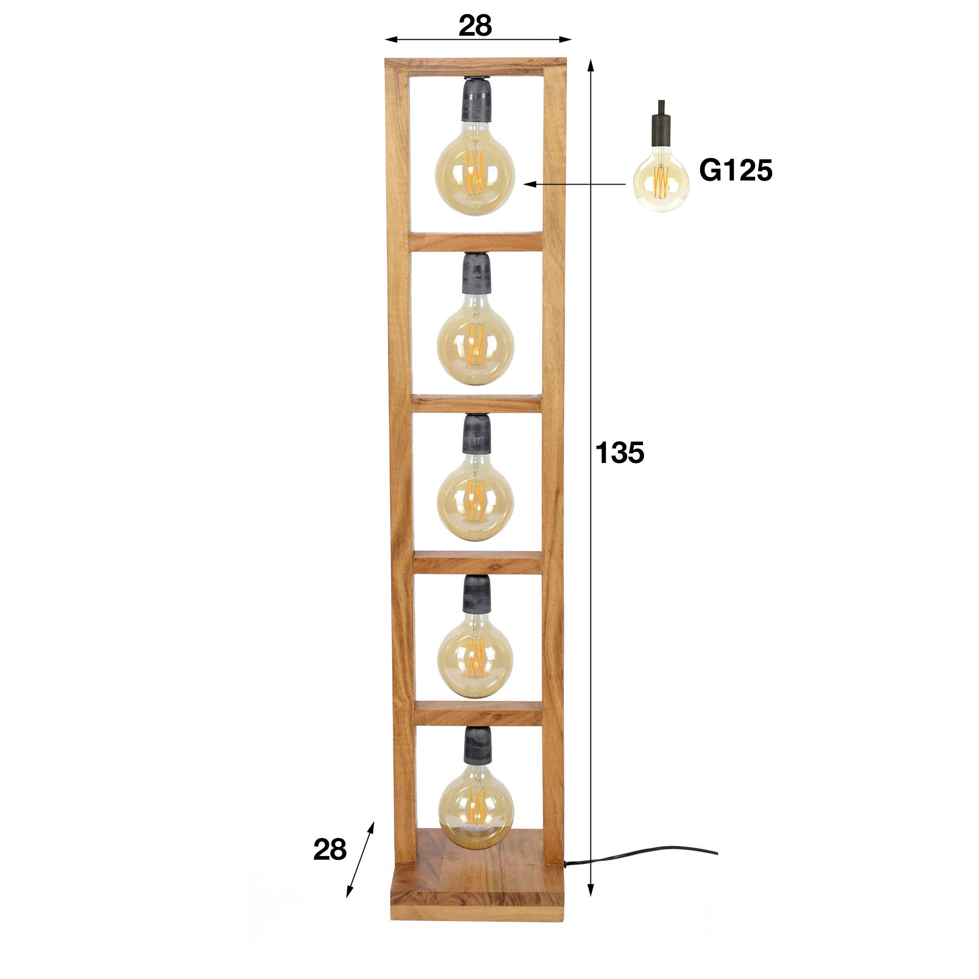 Vloerlamp Modulo 5 Lichts Massief Acacia