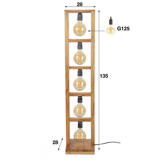 Vloerlamp 5L modulo houten frame