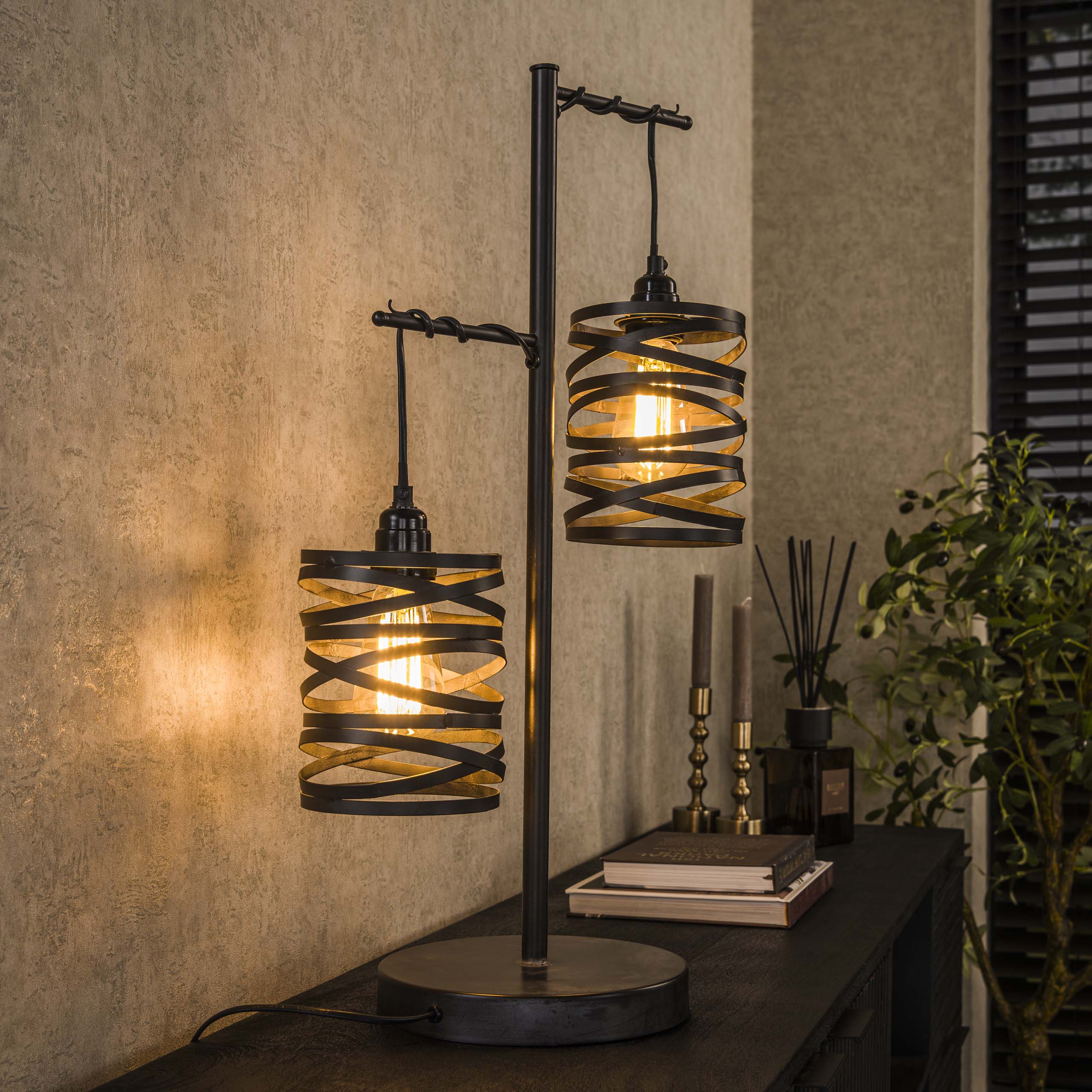 Tafellamp Spindle 2-lichts / Slate grey