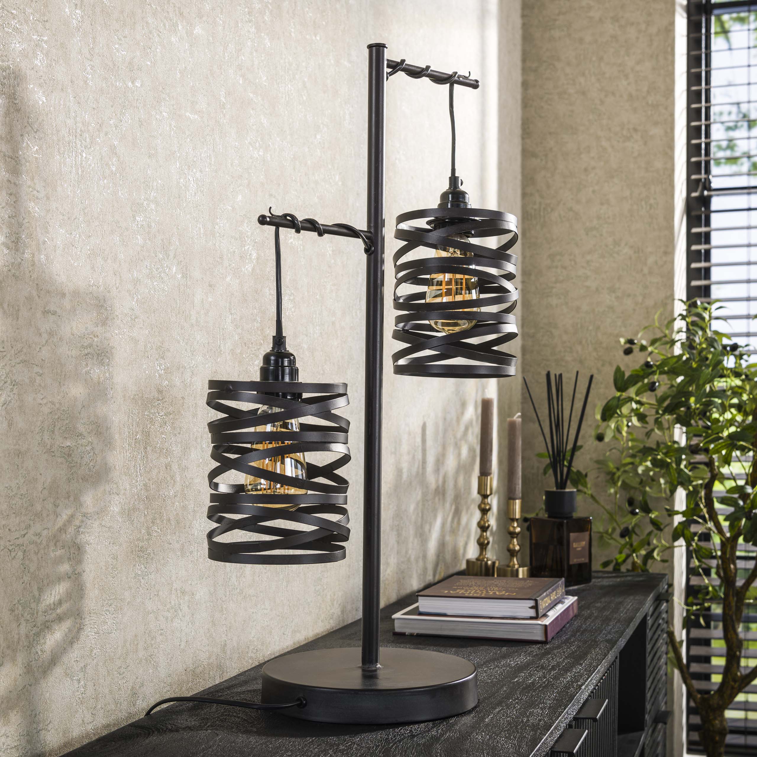 Tafellamp Spindle 2 Lichts Slate Grey