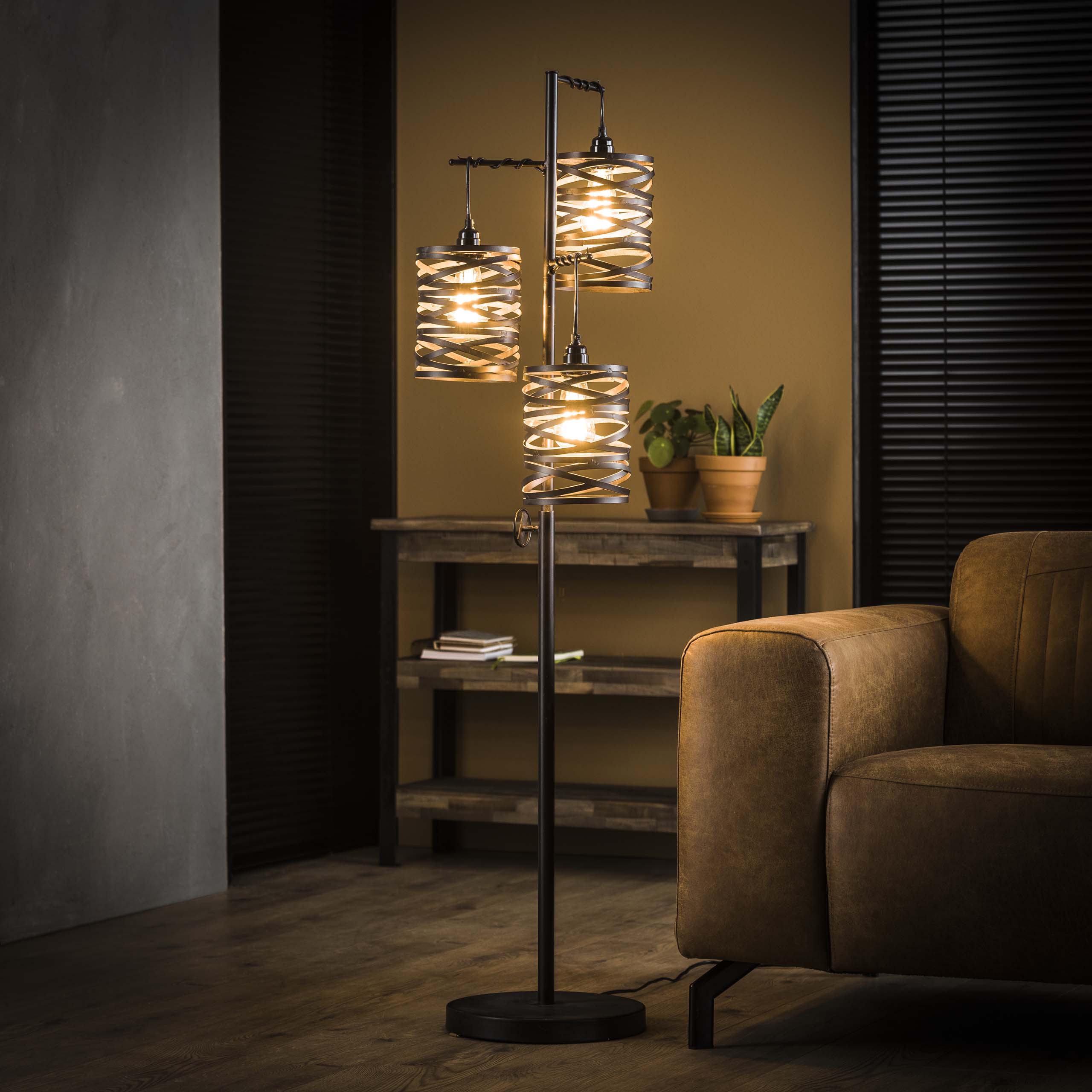 Vloerlamp Spindle 3-lichts / Slate grey