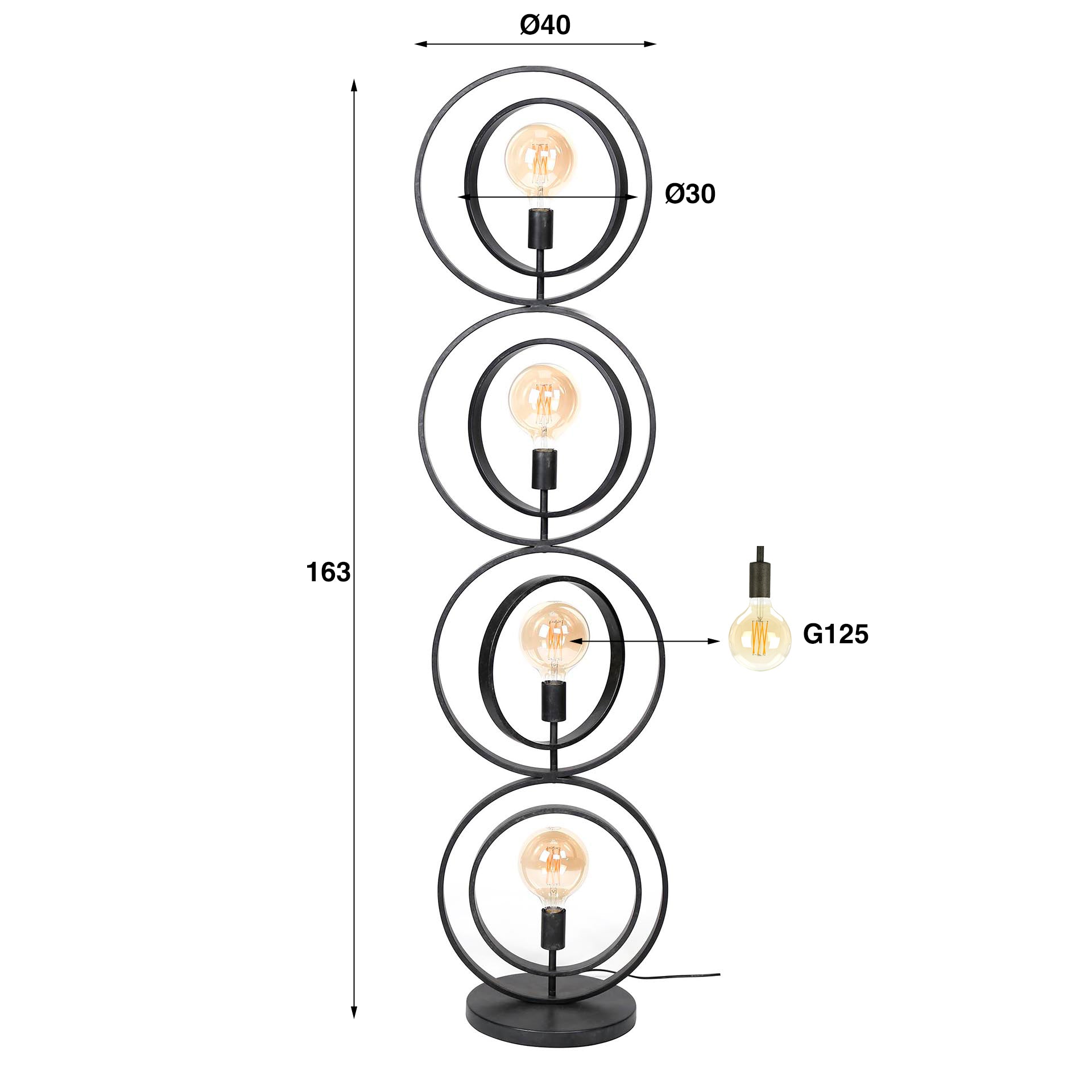 Vloerlamp Turn Around 4 Lichts Charcoal