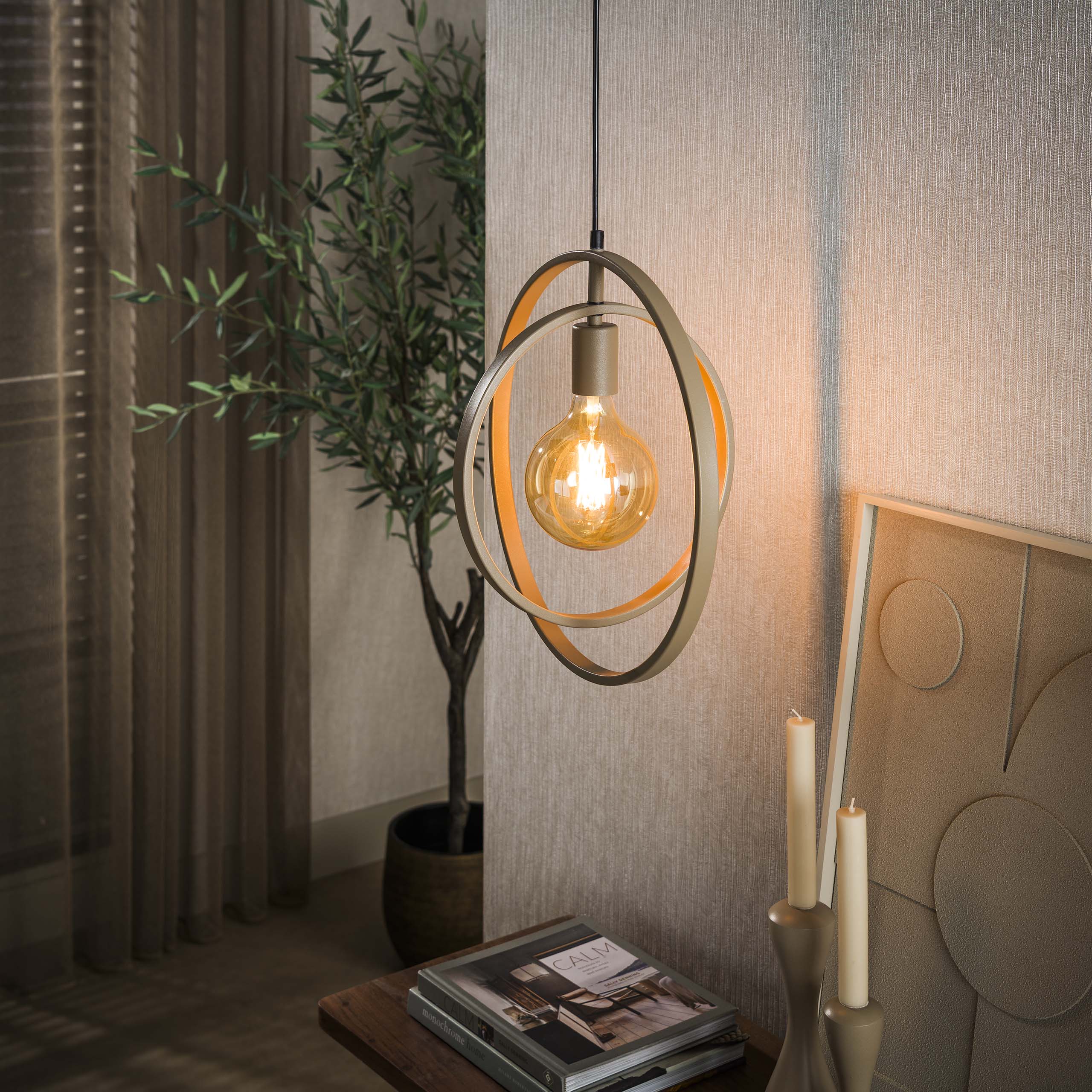 Hanglamp Turn Around 1 Lichts Beige