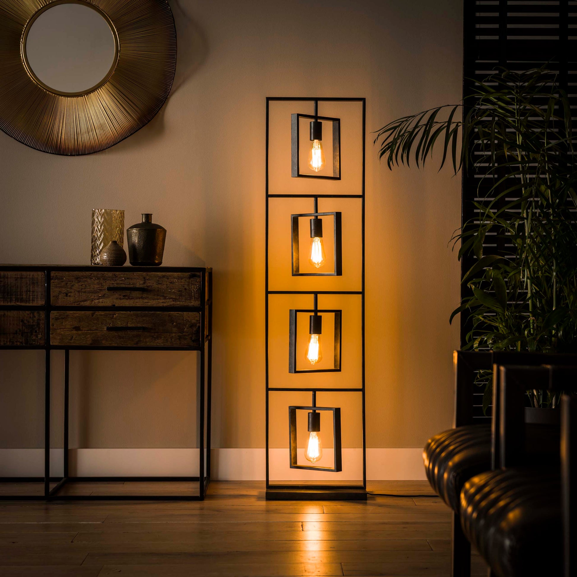 Vloerlamp Turn Square 4-lichts / Charcoal