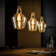 Hanglamp Glass Cone 3 Lichts Oud Zilver