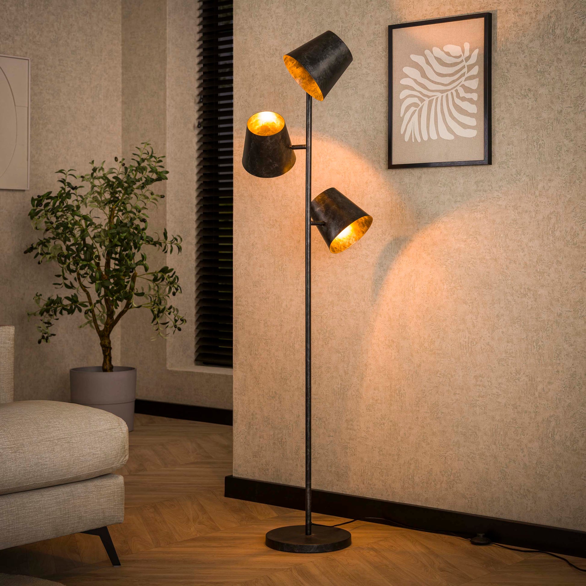 Vloerlamp Kinetic 3-lichts / Charcoal