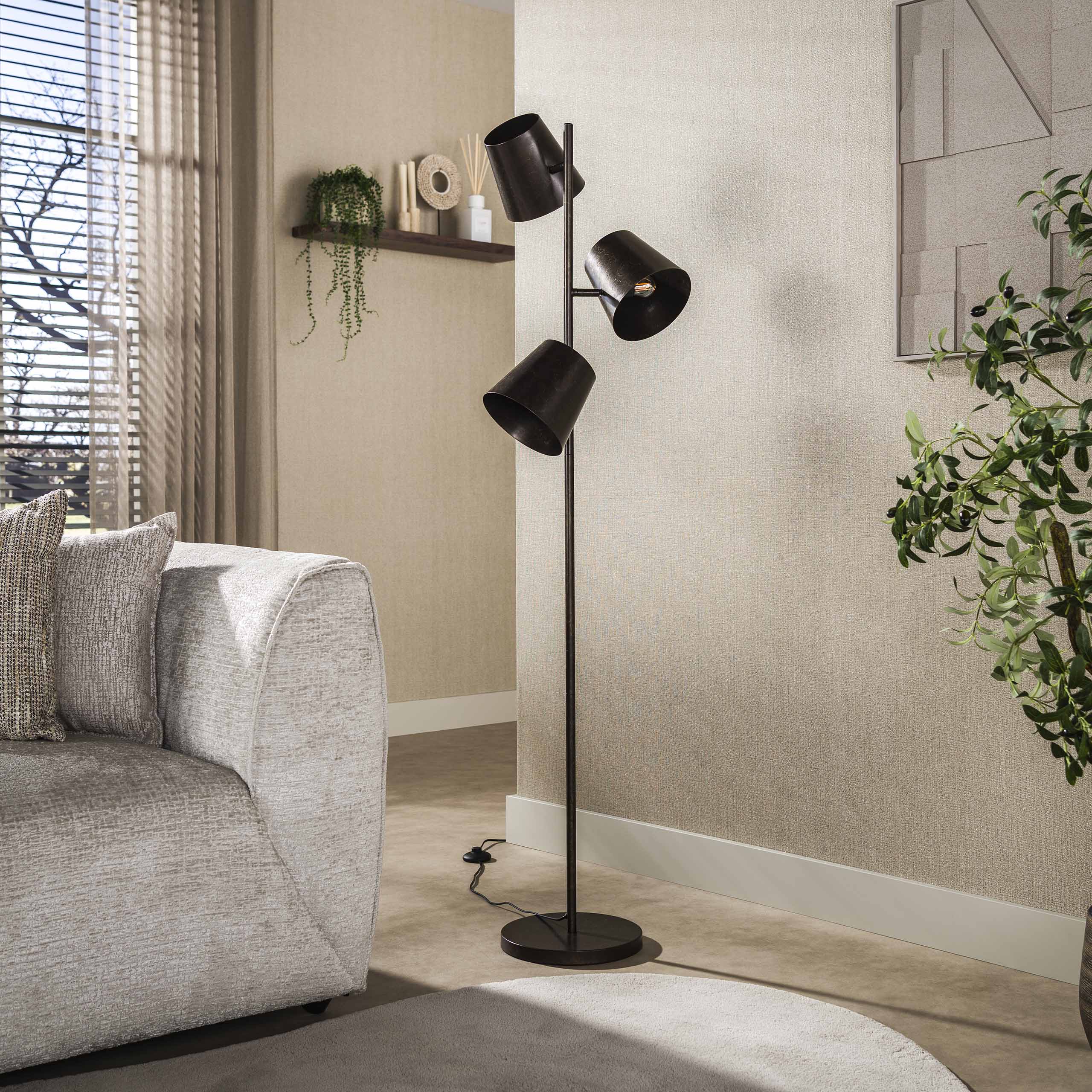Vloerlamp Kinetic 3 Lichts Urban Bruin