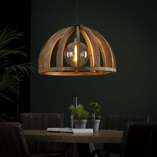 Hanglamp Ø60 gebogen houten spijlen