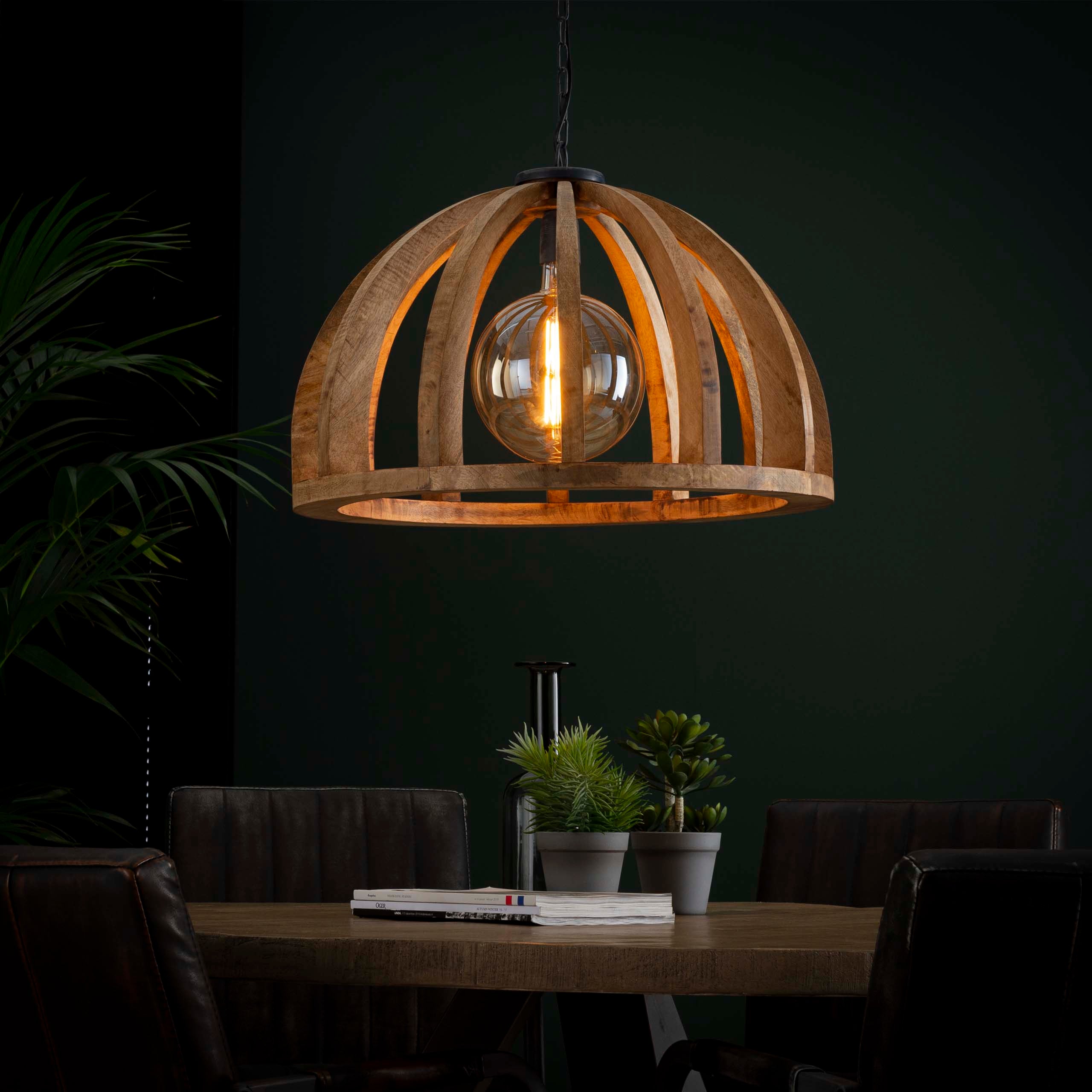 Hanglamp Orba 1-lichts Ø60cm / Massief mango