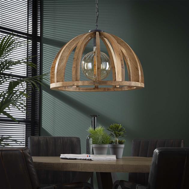 Hanglamp Ø60 gebogen houten spijlen