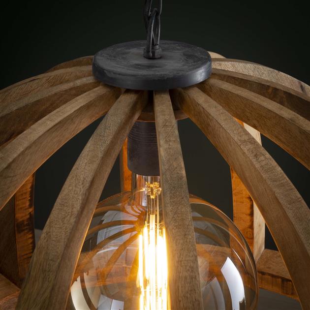 Hanglamp Ø60 gebogen houten spijlen