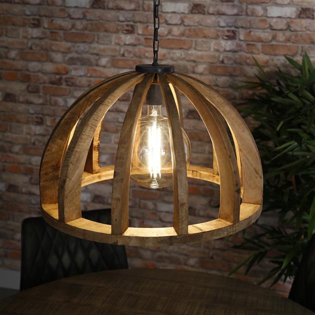 Hanglamp Ø60 gebogen houten spijlen